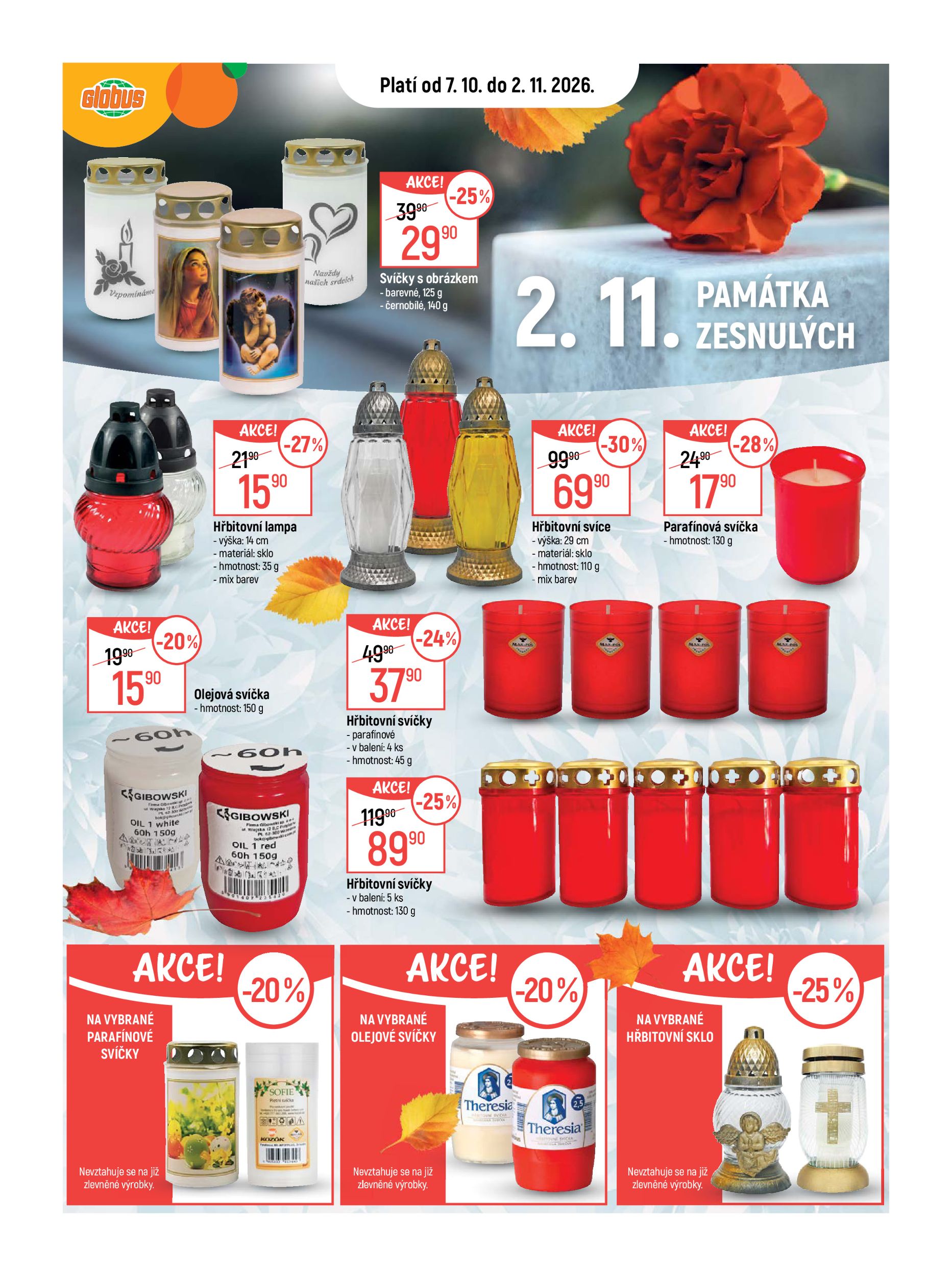 globus - Globus - Památka zesnulých leták na příští týden od středy 07.10.2026 do pondělí 02.11.2026