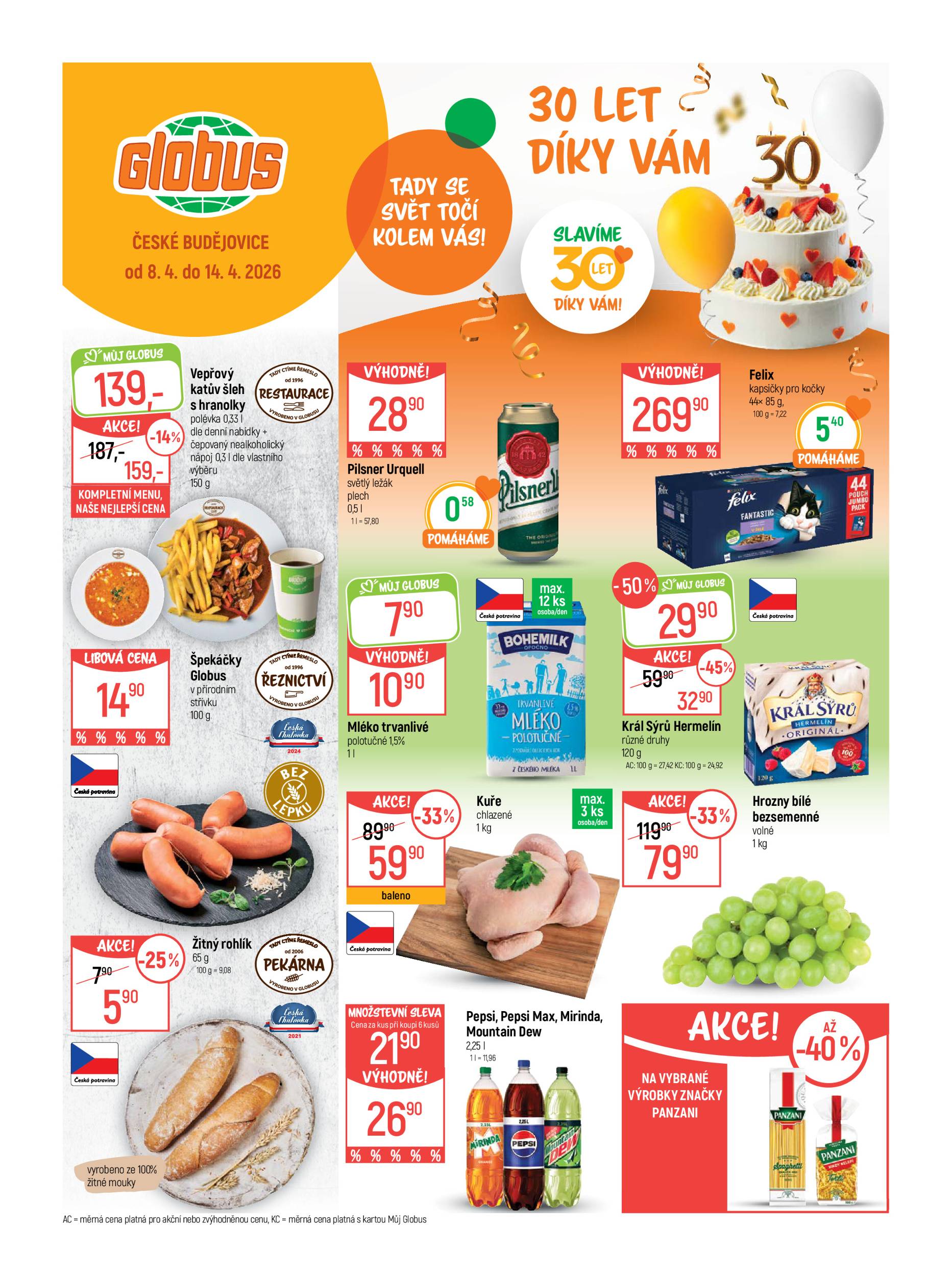 globus - Globus - České Budějovice leták platný od středy 08.04.2026 do úterý 14.04.2026