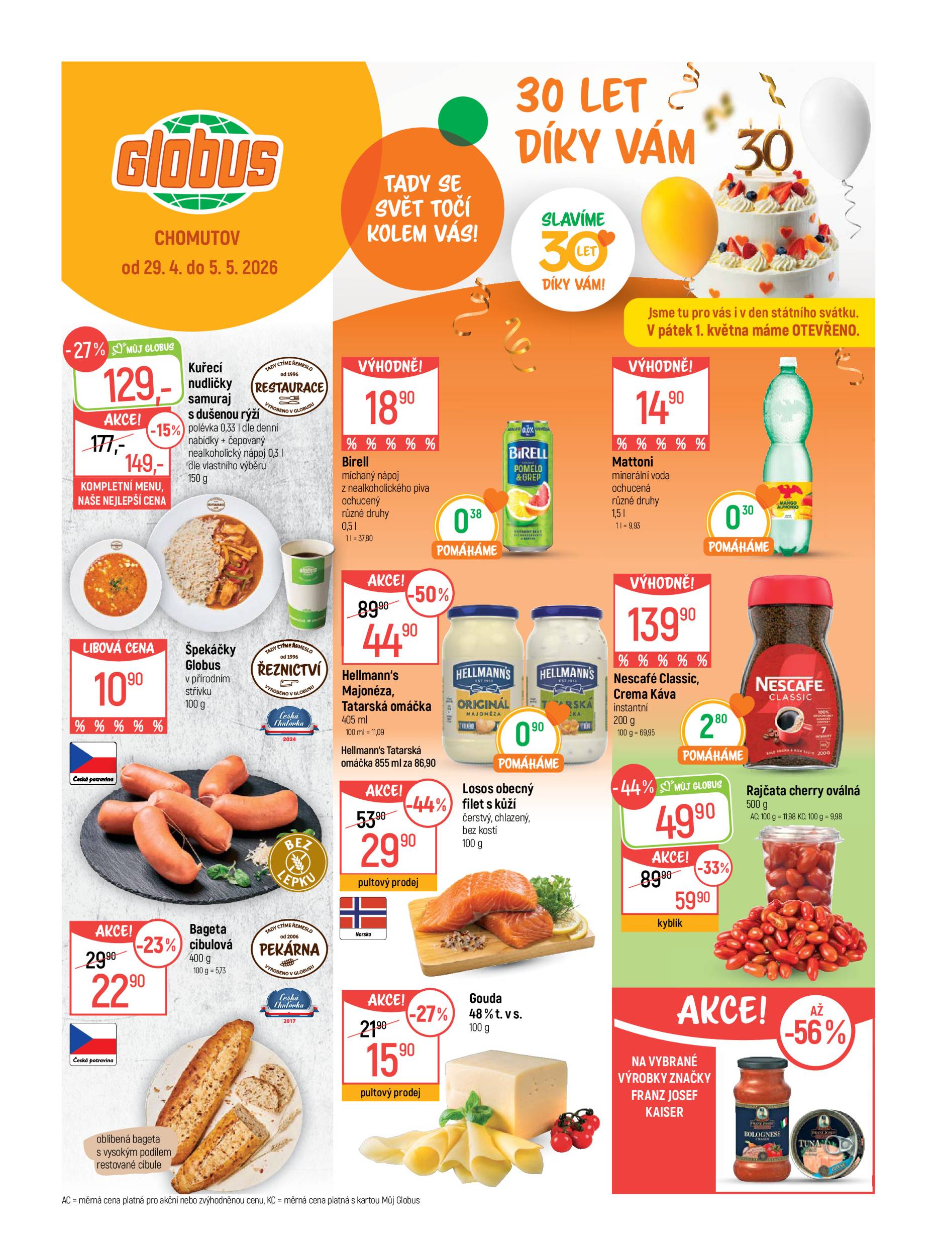 globus - Globus - Chomutov leták na příští týden od středy 29.04.2026 do úterý 05.05.2026
