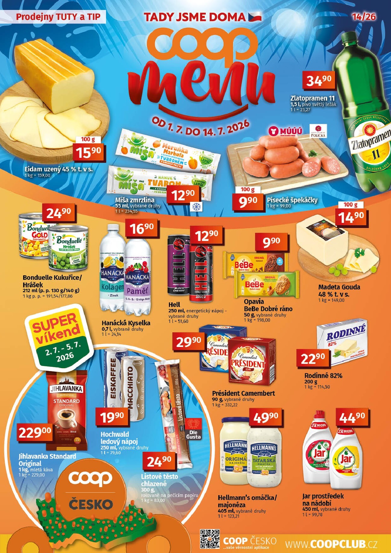 coop - Budoucí Coop - TUTY-TIP MENU leták platný od středy 01.07.2026 do úterý 14.07.2026