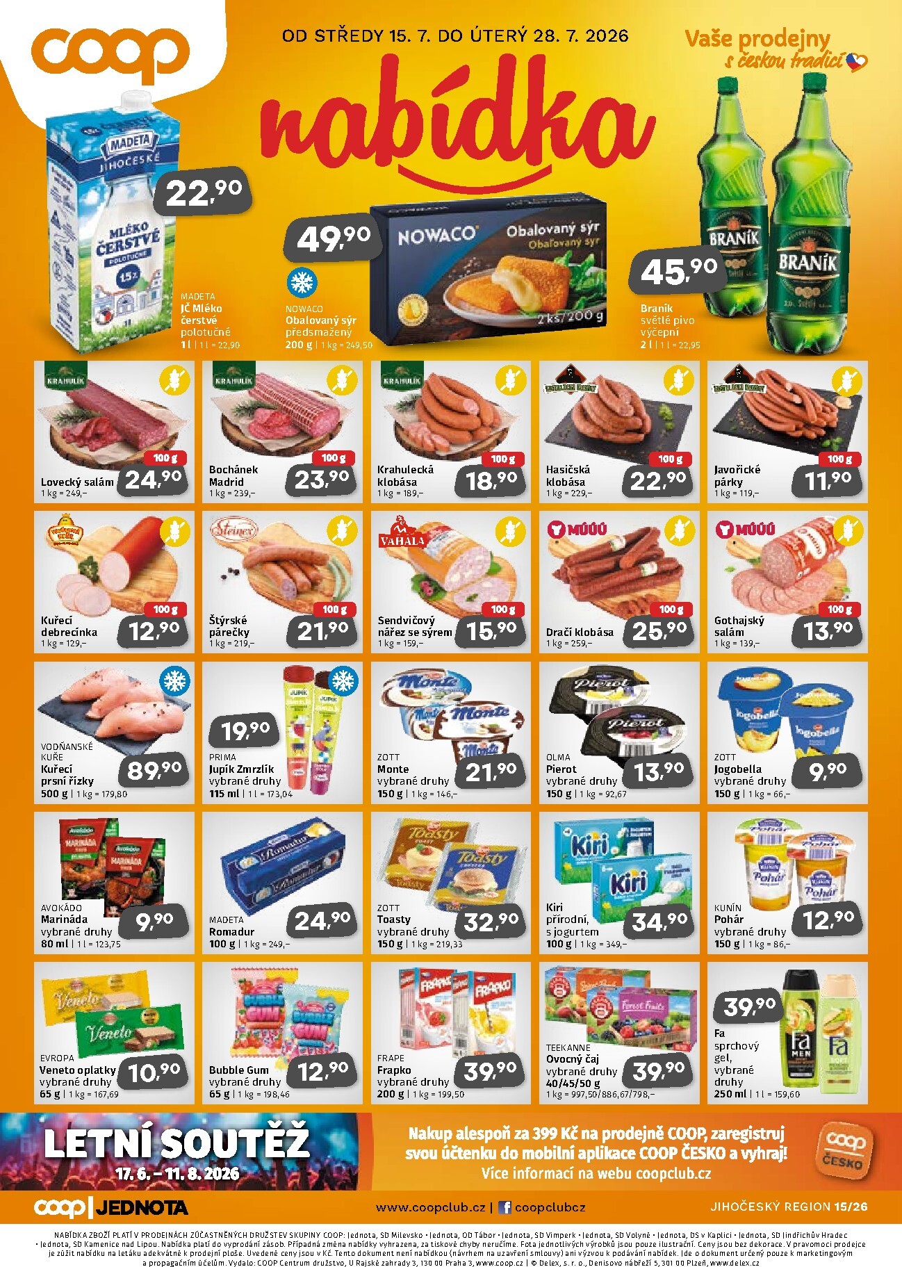 coop - Budoucí Coop - Jižní Čechy leták platný od středy 15.07.2026 do úterý 28.07.2026