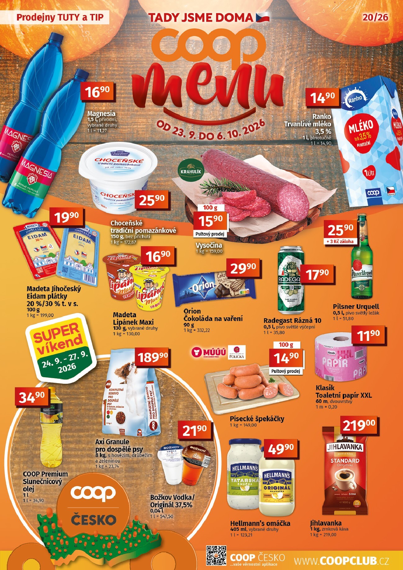 coop - Aktuální Coop Tuty a Tip Menu leták platný od středy 23.09.2026 do úterý 06.10.2026
