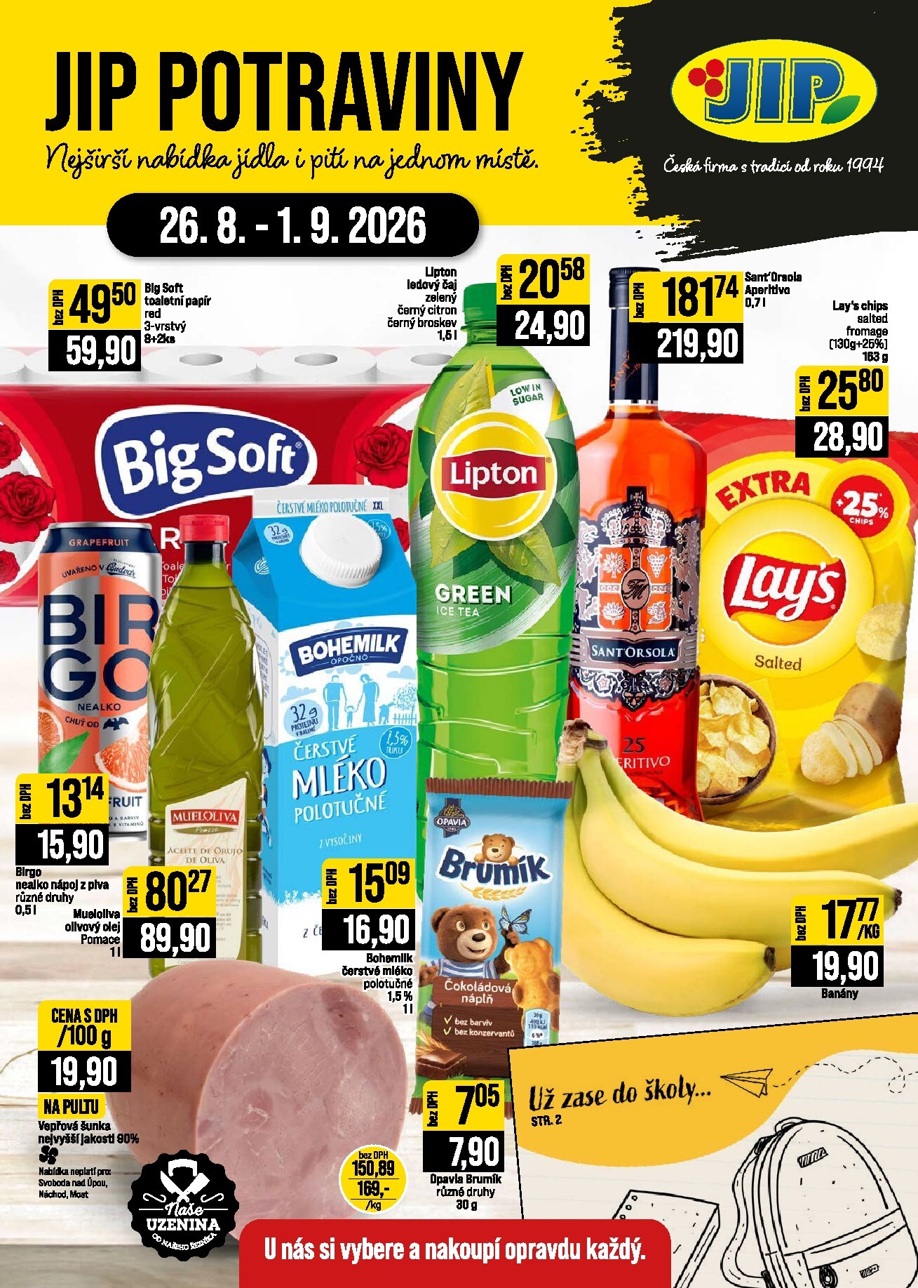 jip - Budoucí JIP - České Budějovice, Most, Svoboda nad Úpou, Náchod, Sušice leták platný od středy 26.08.2026 do úterý 01.09.2026 - page: 1