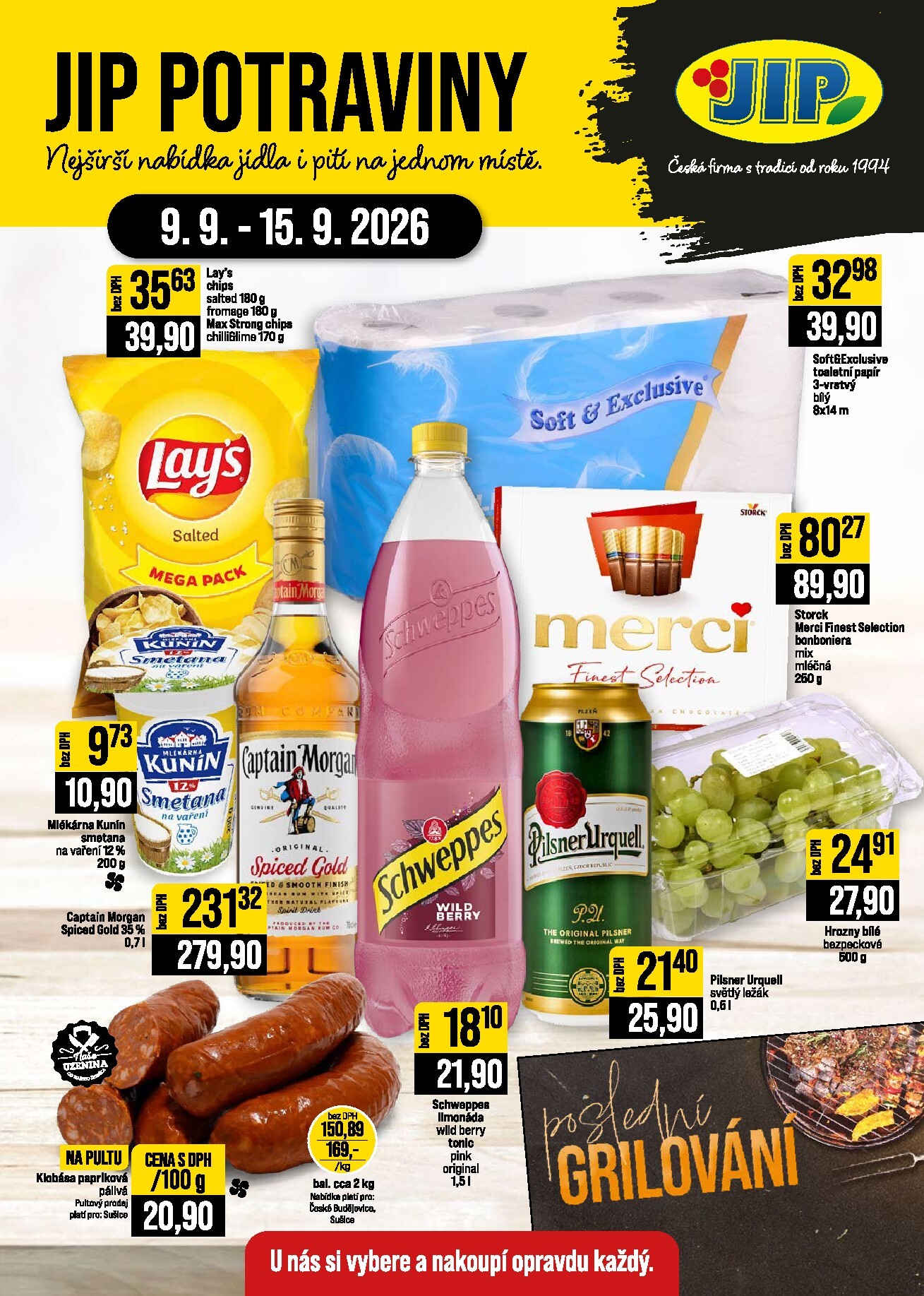 jip - Budoucí JIP - České Budějovice, Most, Svoboda nad Úpou, Náchod, Sušice leták platný od středy 09.09.2026 do úterý 15.09.2026