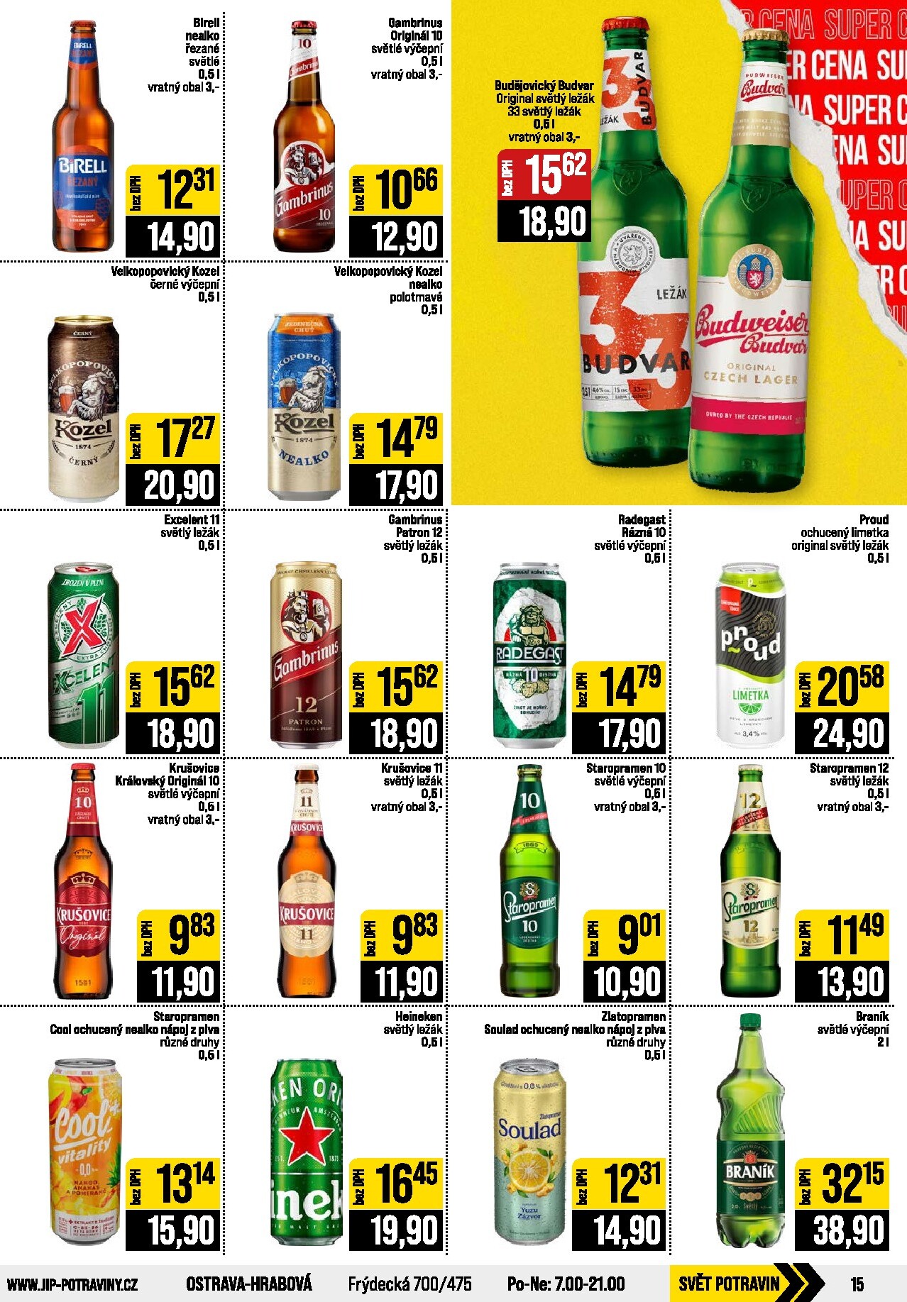 jip - JIP - Svět potravin - Brno, Ostrava - Hrabová, Praha - Bořanovice, Jilemnice, Karlovy Vary, Olomouc, Pardubice, Zlín, Polička leták na příští týden od středy 23.09.2026 do úterý 29.09.2026 - page: 15