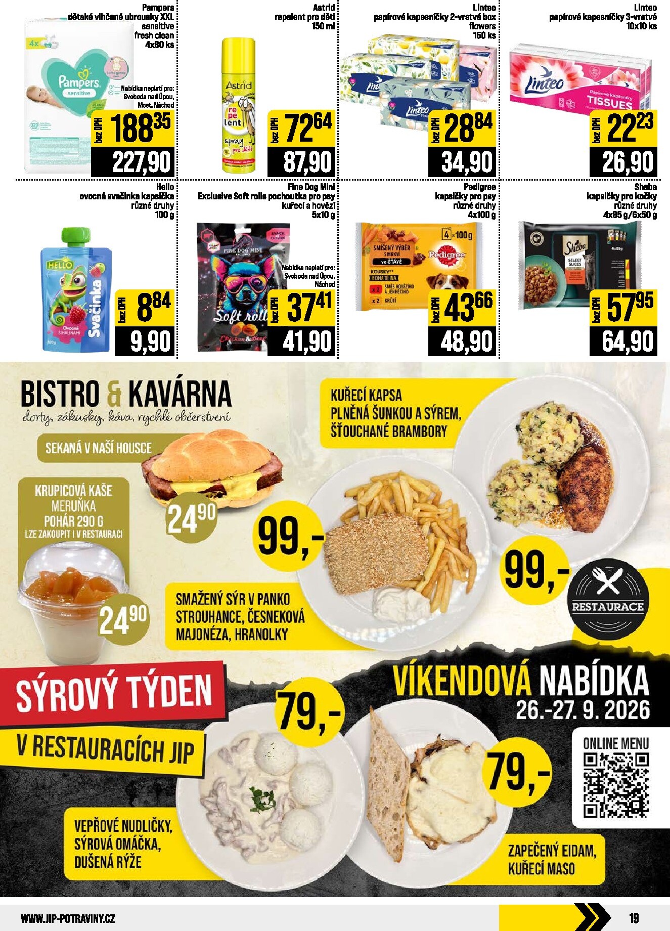 jip - JIP - České Budějovice, Most, Svoboda nad Úpou, Náchod, Sušice leták na příští týden od středy 23.09.2026 do úterý 29.09.2026 - page: 19
