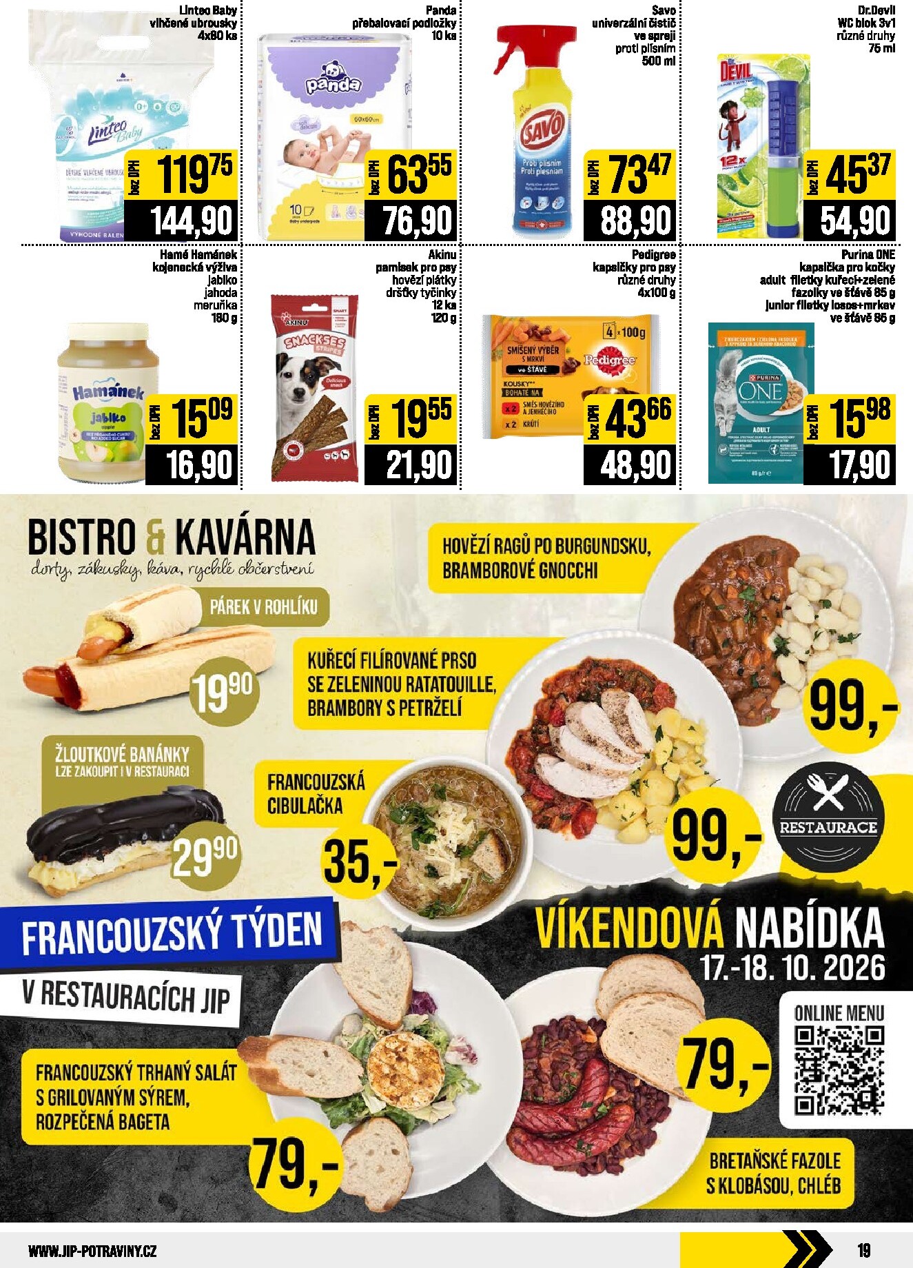 jip - JIP - Svět potravin - Brno, Ostrava - Hrabová, Praha - Bořanovice, Jilemnice, Karlovy Vary, Olomouc, Pardubice, Zlín, Polička leták na příští týden od středy 14.10.2026 do úterý 20.10.2026 - page: 19