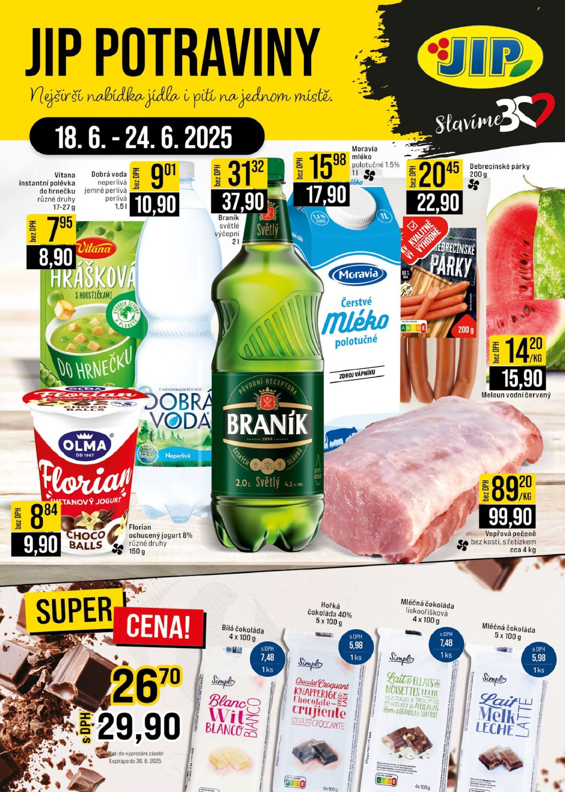 jip - Leták JIP - České Budějovice, Most, Svoboda nad Úpou, Náchod, Sušice od 18.06. do 24.06.