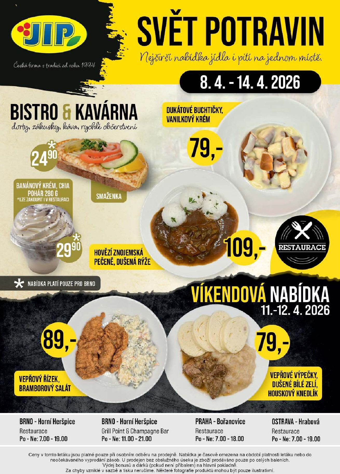 jip - JIP - Brno, Ostrava - Hrabová, Praha - Bořanovice, Jilemnice, Karlovy Vary, Olomouc, Pardubice, Zlín, Polička leták platný od středy 08.04.2026 do úterý 14.04.2026 - page: 20