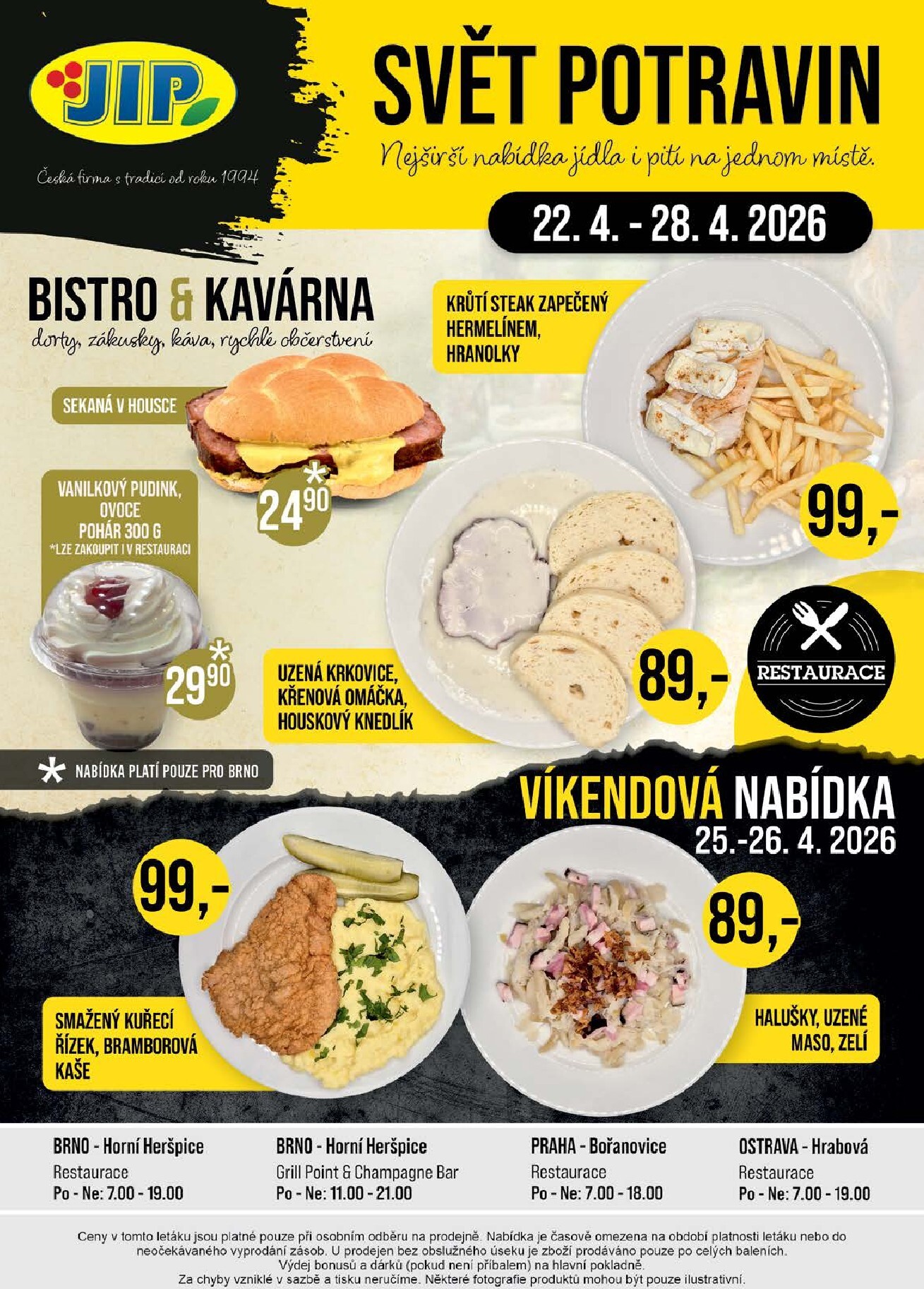 jip - JIP - Brno, Ostrava - Hrabová, Praha - Bořanovice, Jilemnice, Karlovy Vary, Olomouc, Pardubice, Zlín, Polička leták na příští týden od středy 22.04.2026 do úterý 28.04.2026 - page: 20