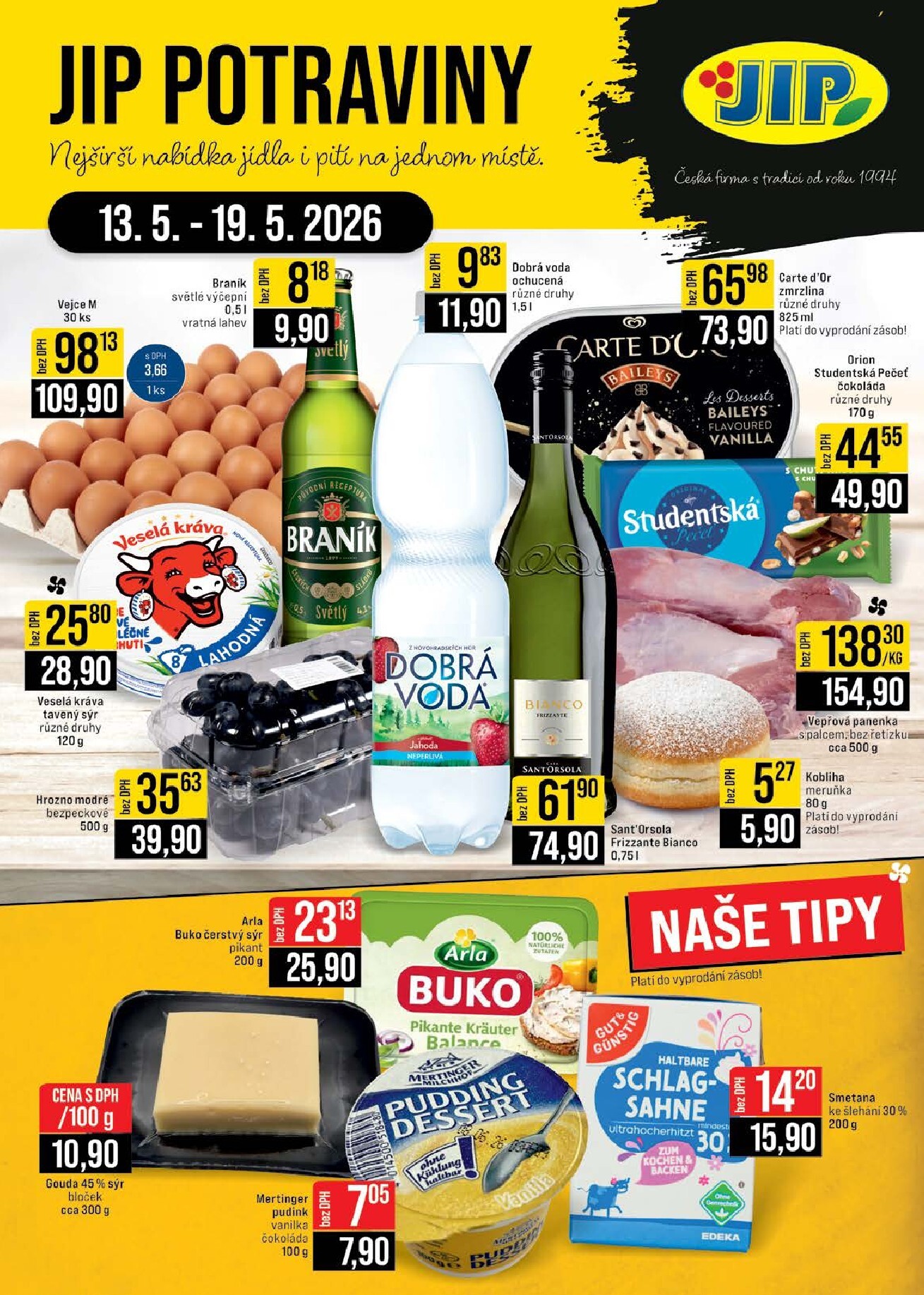 jip - JIP - Potraviny leták na příští týden od středy 13.05.2026 do úterý 19.05.2026