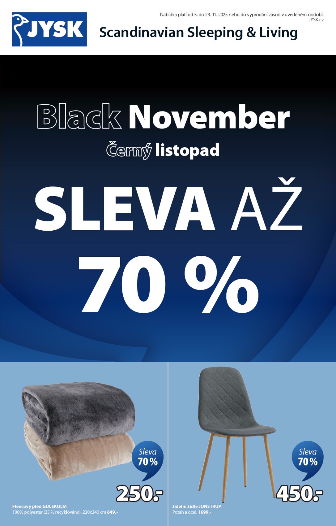 jysk - Aktuální leták JYSK - Black Friday od 03.11. do 23.11.