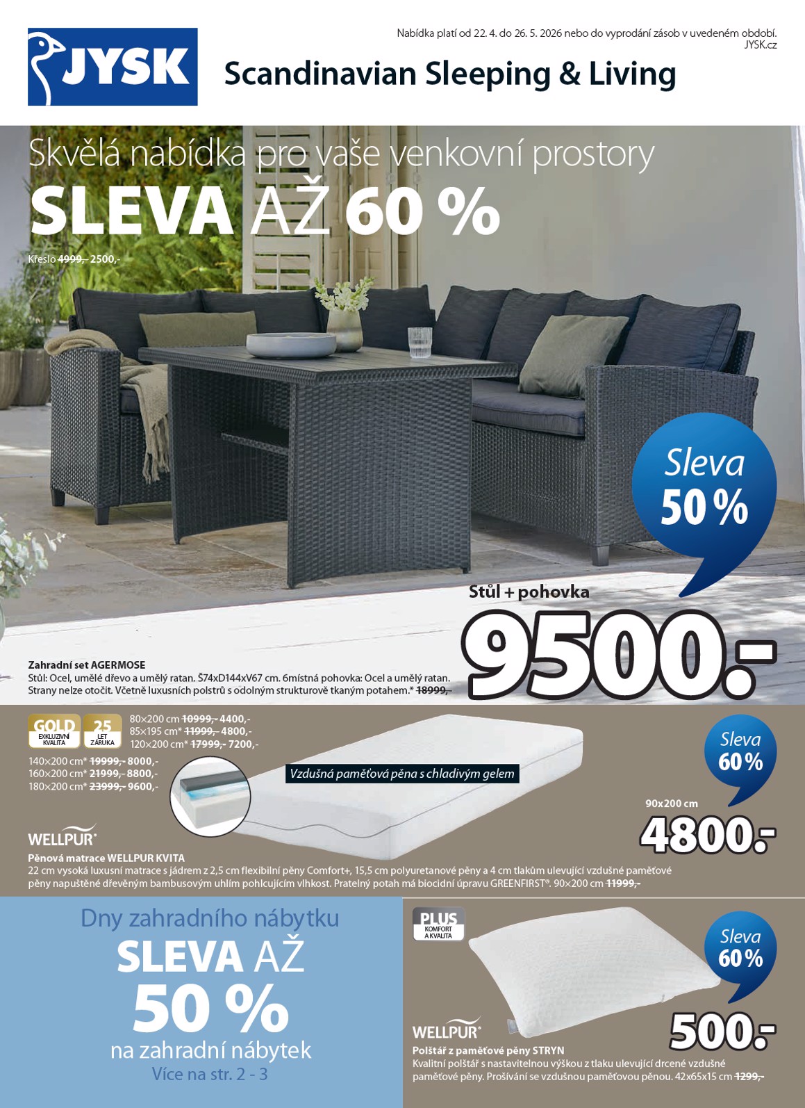 jysk - Aktuální JYSK leták platný od středy 22.04.2026 do úterý 26.05.2026 - page: 1