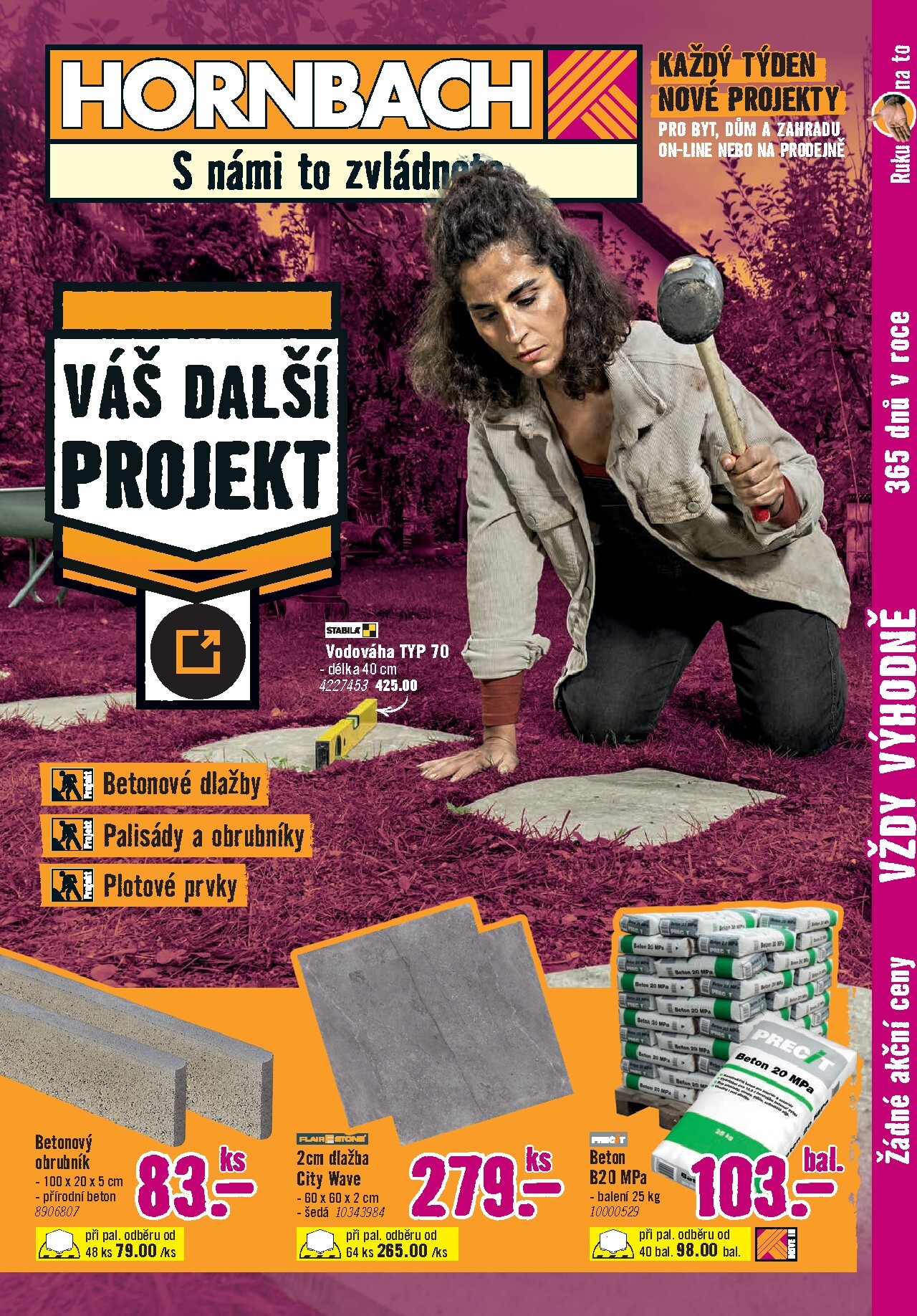 hornbach - Aktuální Hornbach - Betonové dlažby, palisády a obrubníky, plotové prvky leták platný od středy 08.07.2026 do úterý 21.07.2026