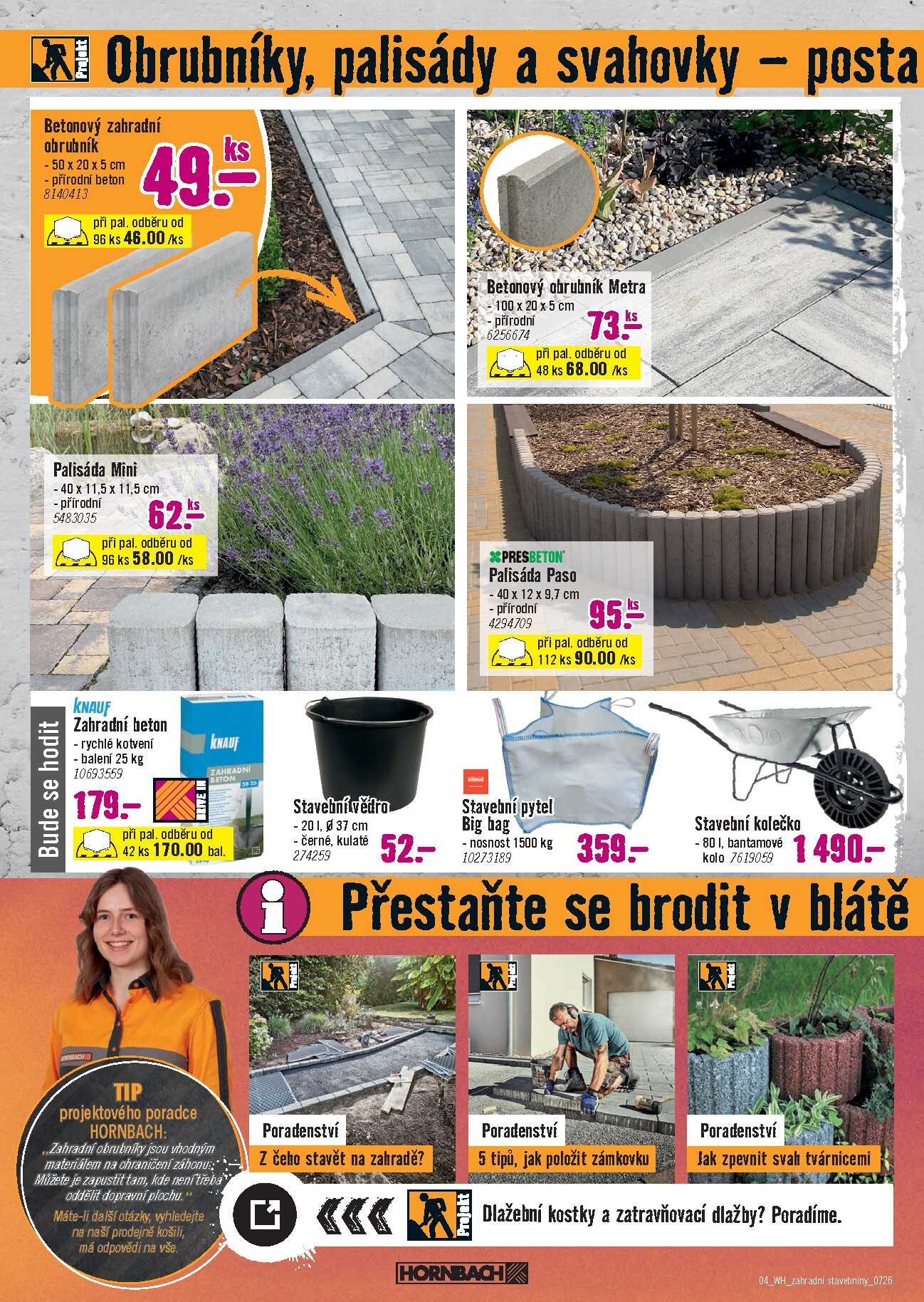 hornbach - Aktuální Hornbach - Betonové dlažby, palisády a obrubníky, plotové prvky leták platný od středy 08.07.2026 do úterý 21.07.2026 - page: 4
