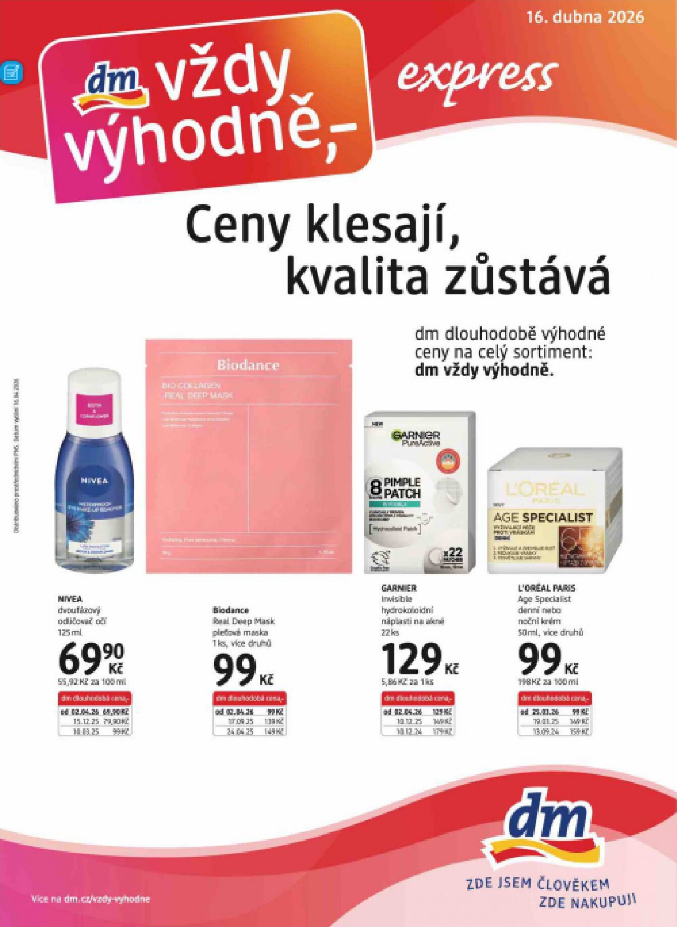 dm-drogerie - Aktuální dm drogerie - Express leták platný od čtvrtka 16.04.2026 do soboty 16.05.2026 - page: 1