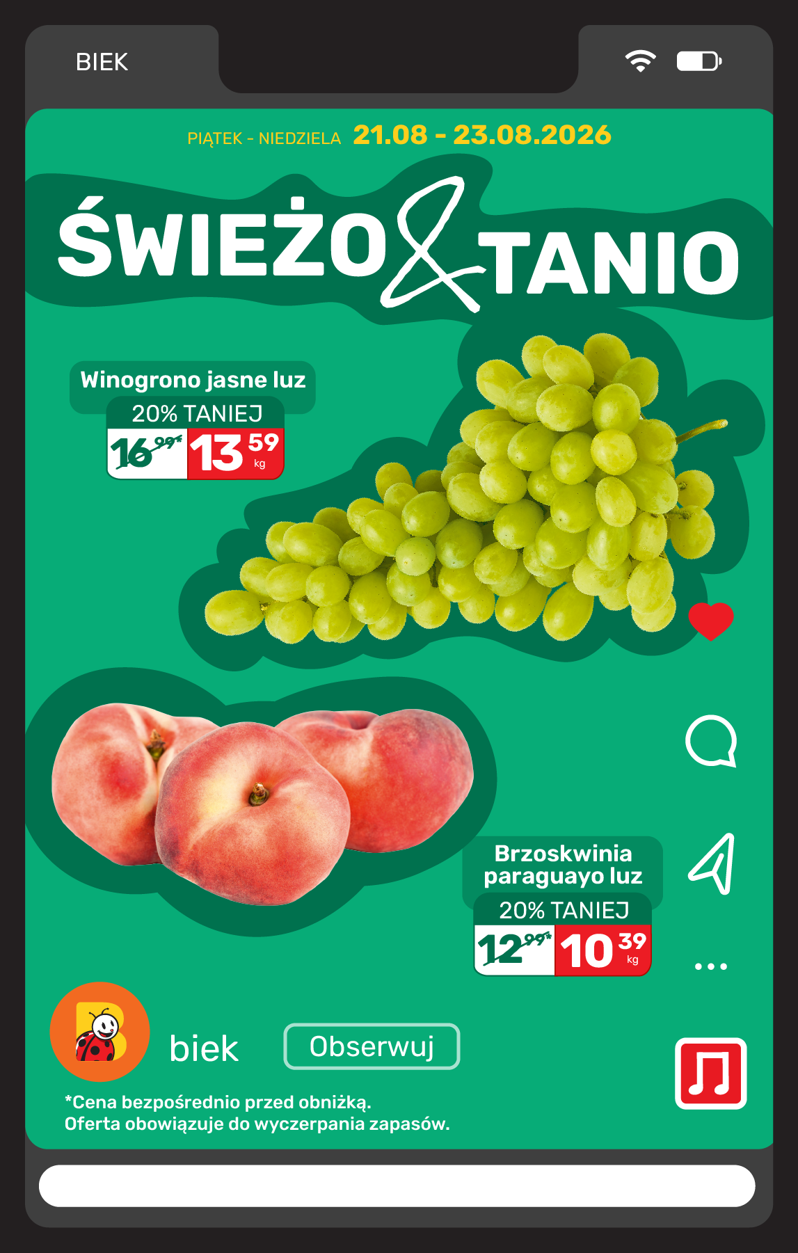 biedronka - Aktuální Biedronka - Biek leták platný od pátku 21.08.2026 do neděle 23.08.2026 - page: 11