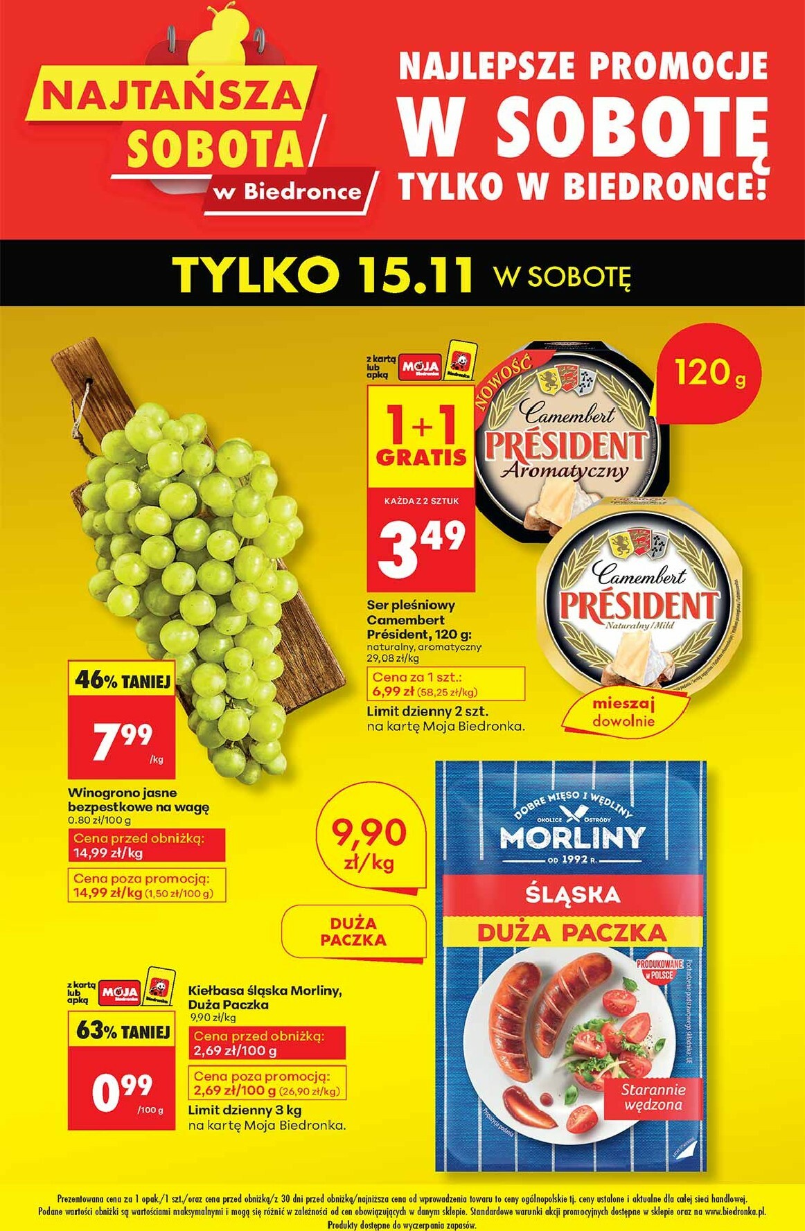 biedronka - Aktuální leták Biedronka - Najtańsza sobota od 15.11. do 15.11.