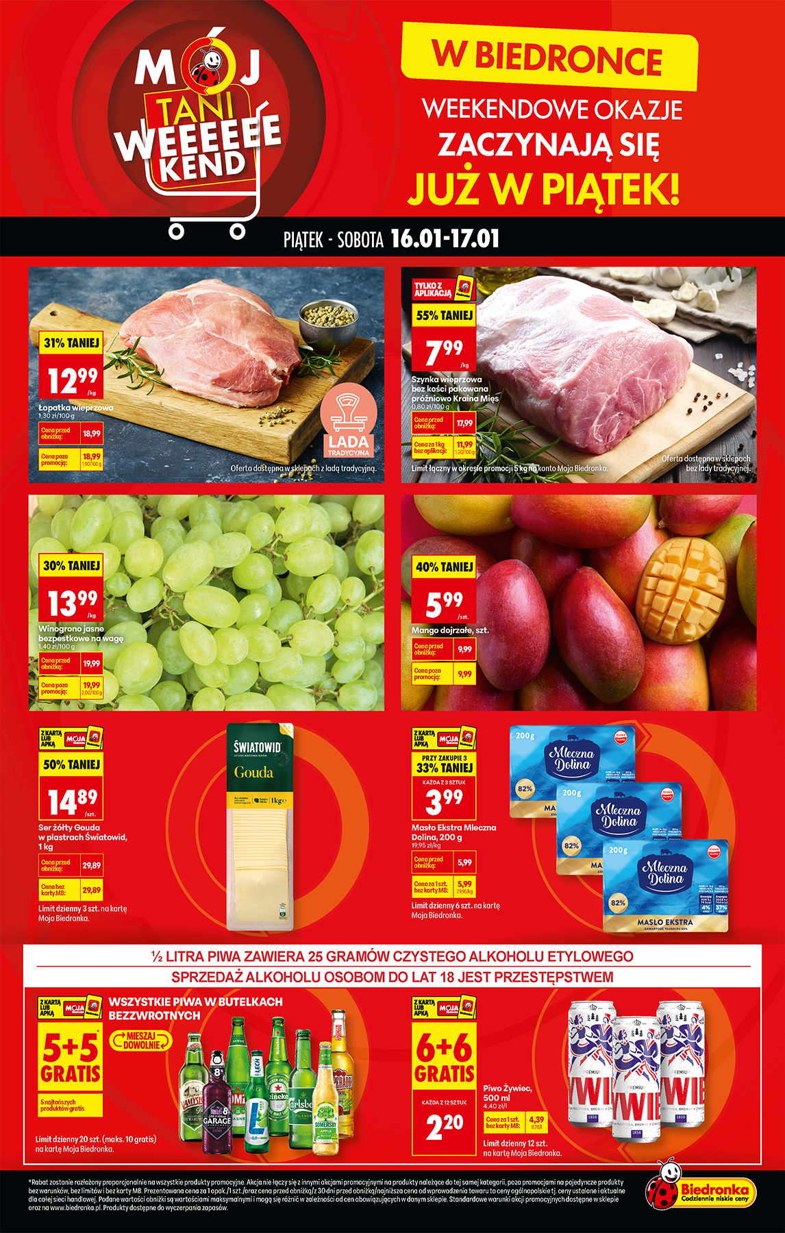 biedronka - Aktuální leták Biedronka - Tani weekend od 16.01. do 17.01.