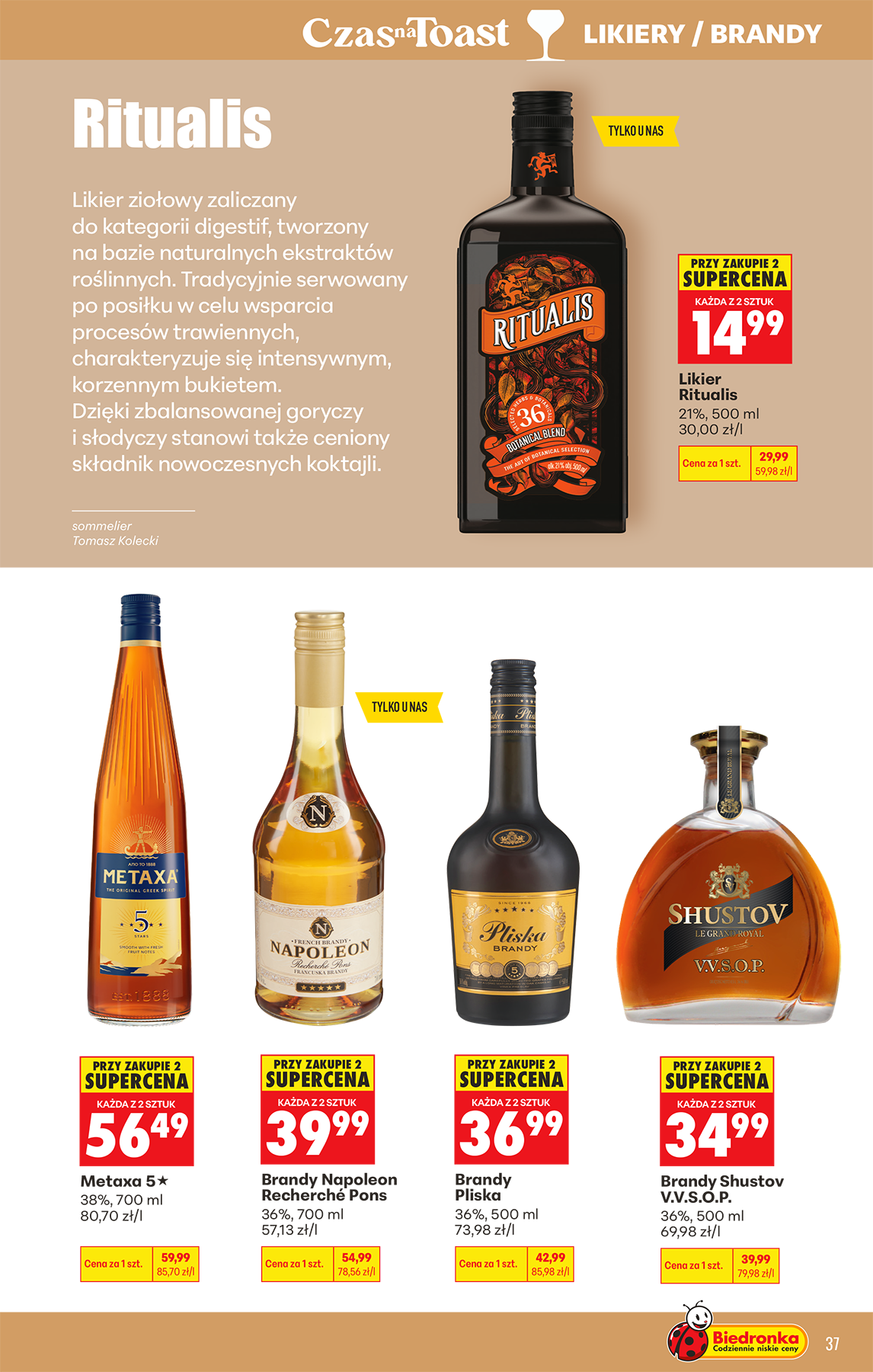 biedronka - Aktuální Biedronka - Alkohole leták platný od pondělí 20.04.2026 do soboty 02.05.2026 - page: 37