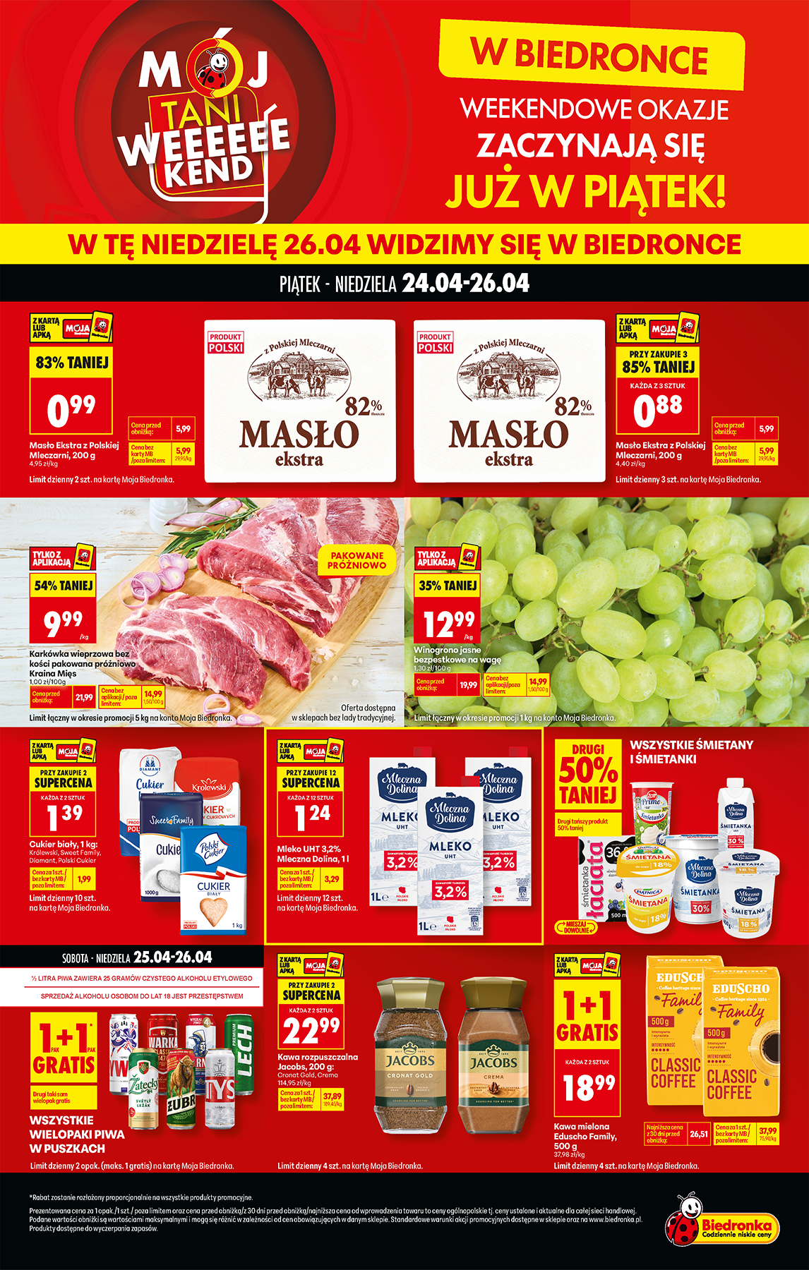 biedronka - Aktuální Biedronka - Tani weekend leták platný od pátku 24.04.2026 do neděle 26.04.2026