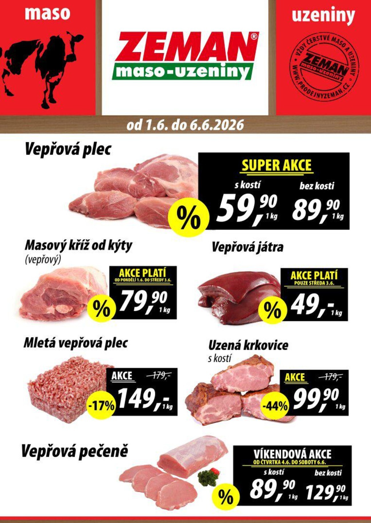 prodejny-zeman - Prodejny Zeman leták na příští týden od pondělí 01.06.2026 do soboty 06.06.2026 - page: 1