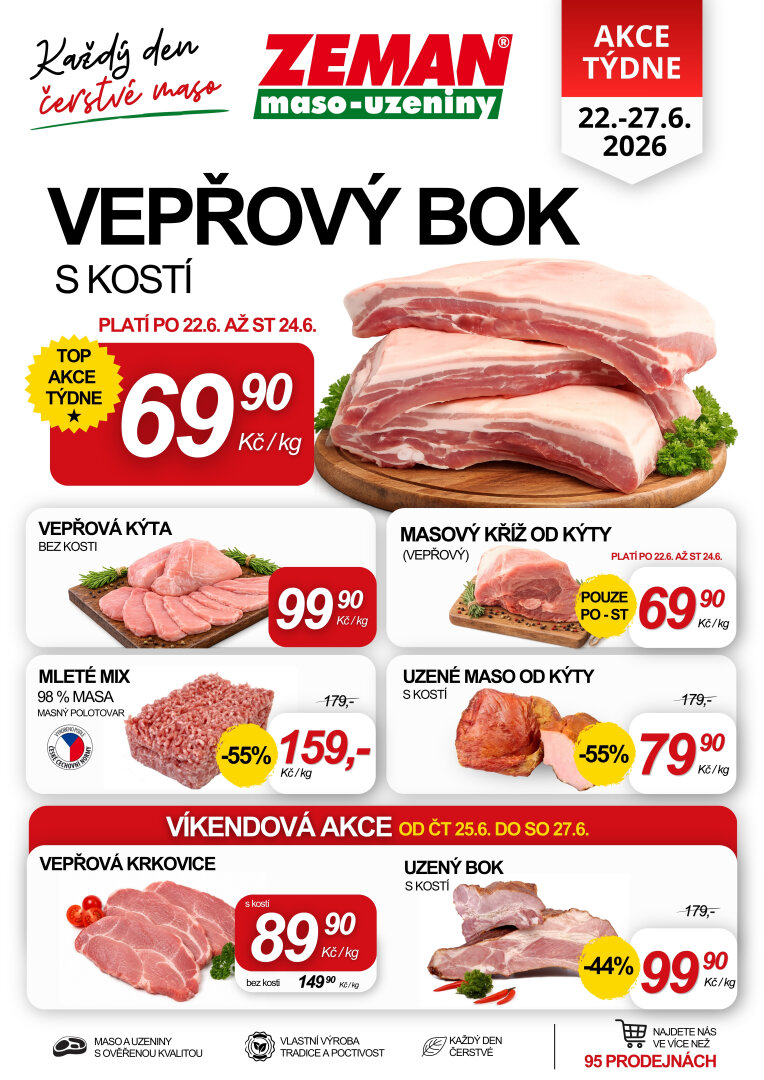 prodejny-zeman - Aktuální Prodejny Zeman leták platný od pondělí 22.06.2026 do soboty 27.06.2026 - page: 1