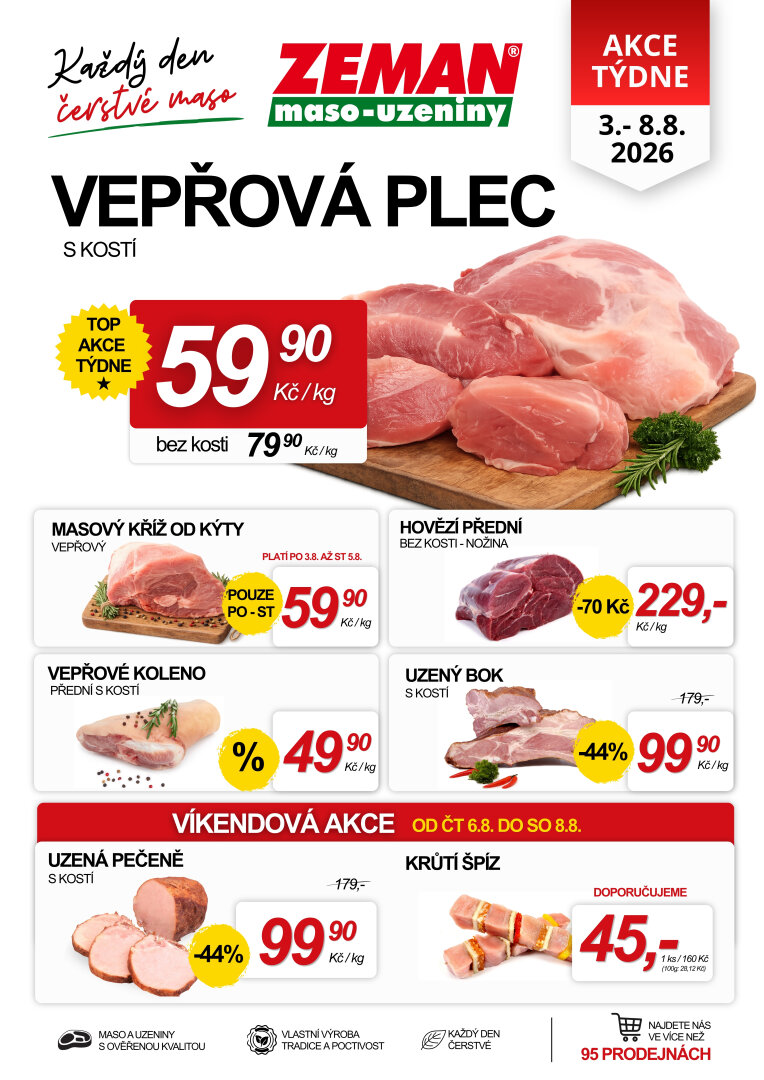 prodejny-zeman - Prodejny Zeman leták na příští týden od pondělí 03.08.2026 do soboty 08.08.2026 - page: 1