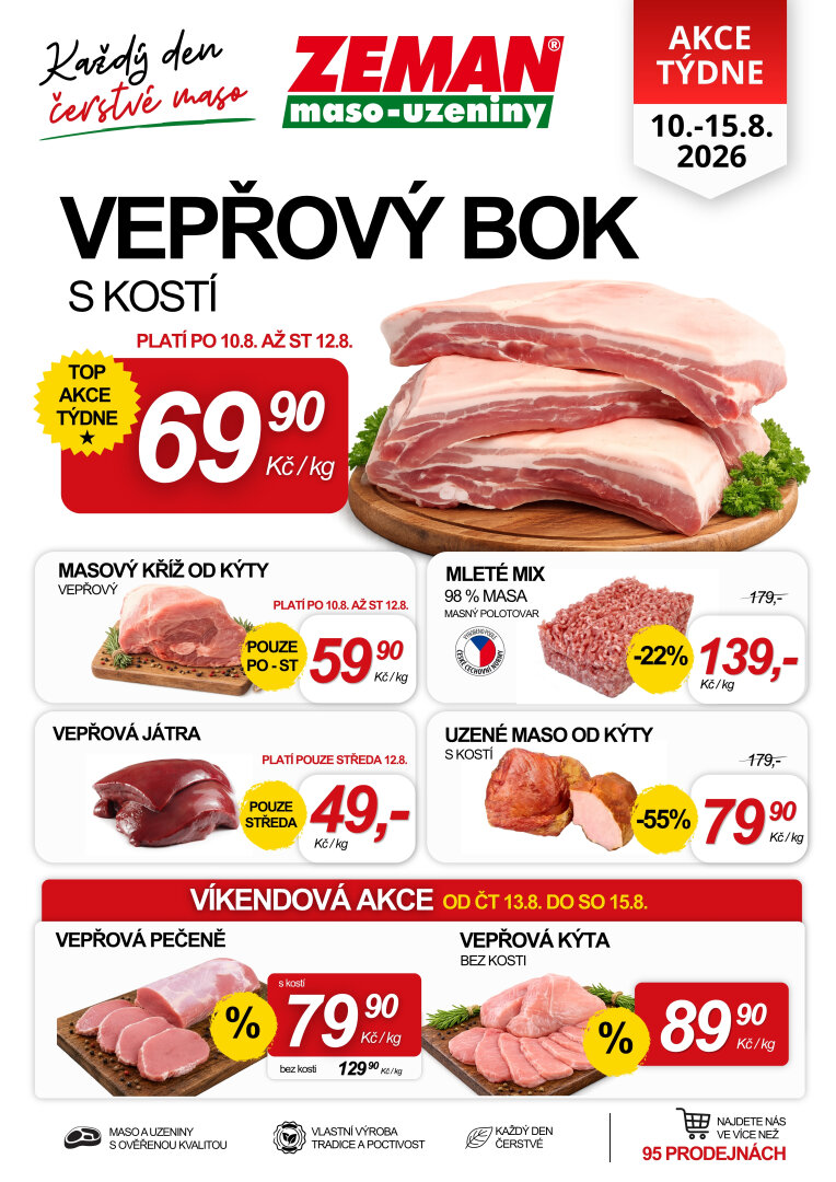 prodejny-zeman - Prodejny Zeman leták na příští týden od pondělí 10.08.2026 do soboty 15.08.2026 - page: 1