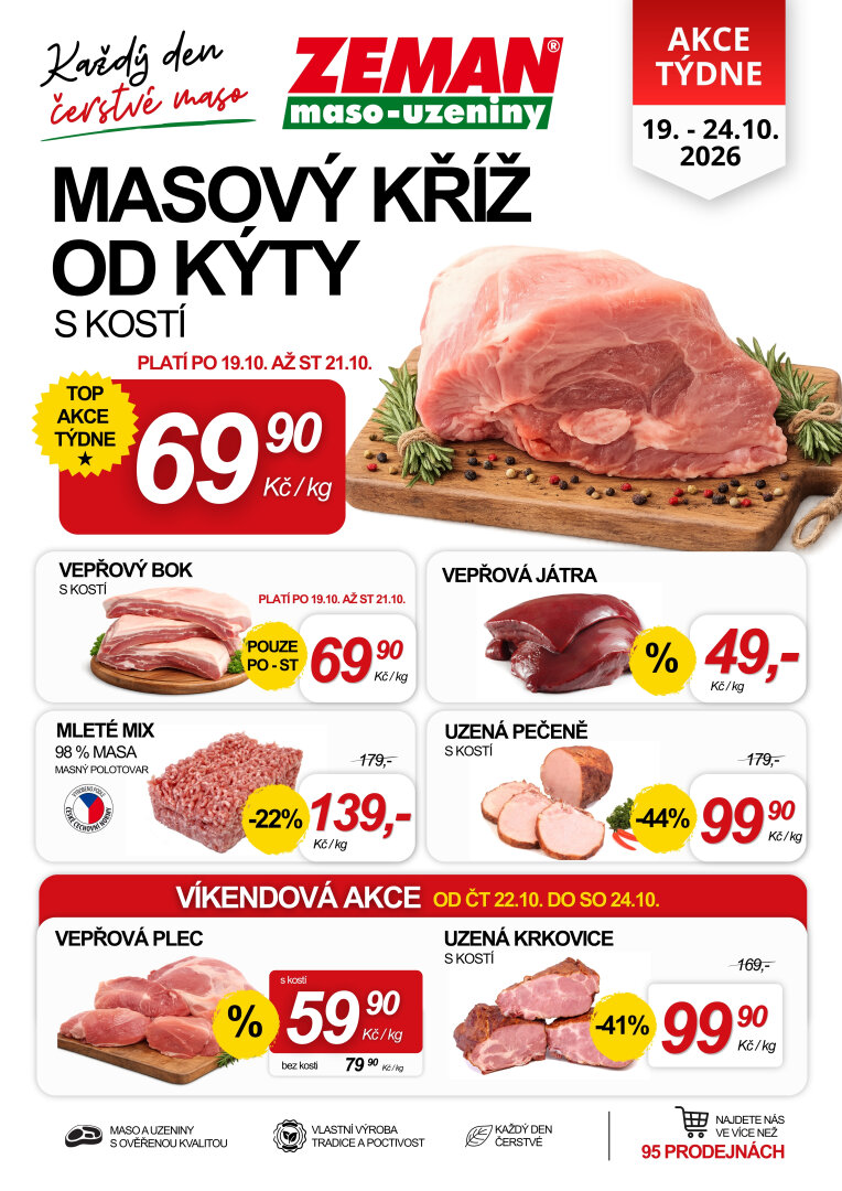 prodejny-zeman - Prodejny Zeman leták na příští týden od pondělí 19.10.2026 do soboty 24.10.2026 - page: 1