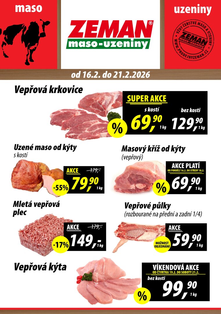 prodejny-zeman - Prodejny Zeman leták platný od pondělí 16.02.2026 do soboty 21.02.2026
