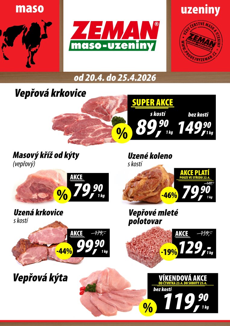 prodejny-zeman - Prodejny Zeman leták na příští týden od pondělí 20.04.2026 do soboty 25.04.2026 - page: 1