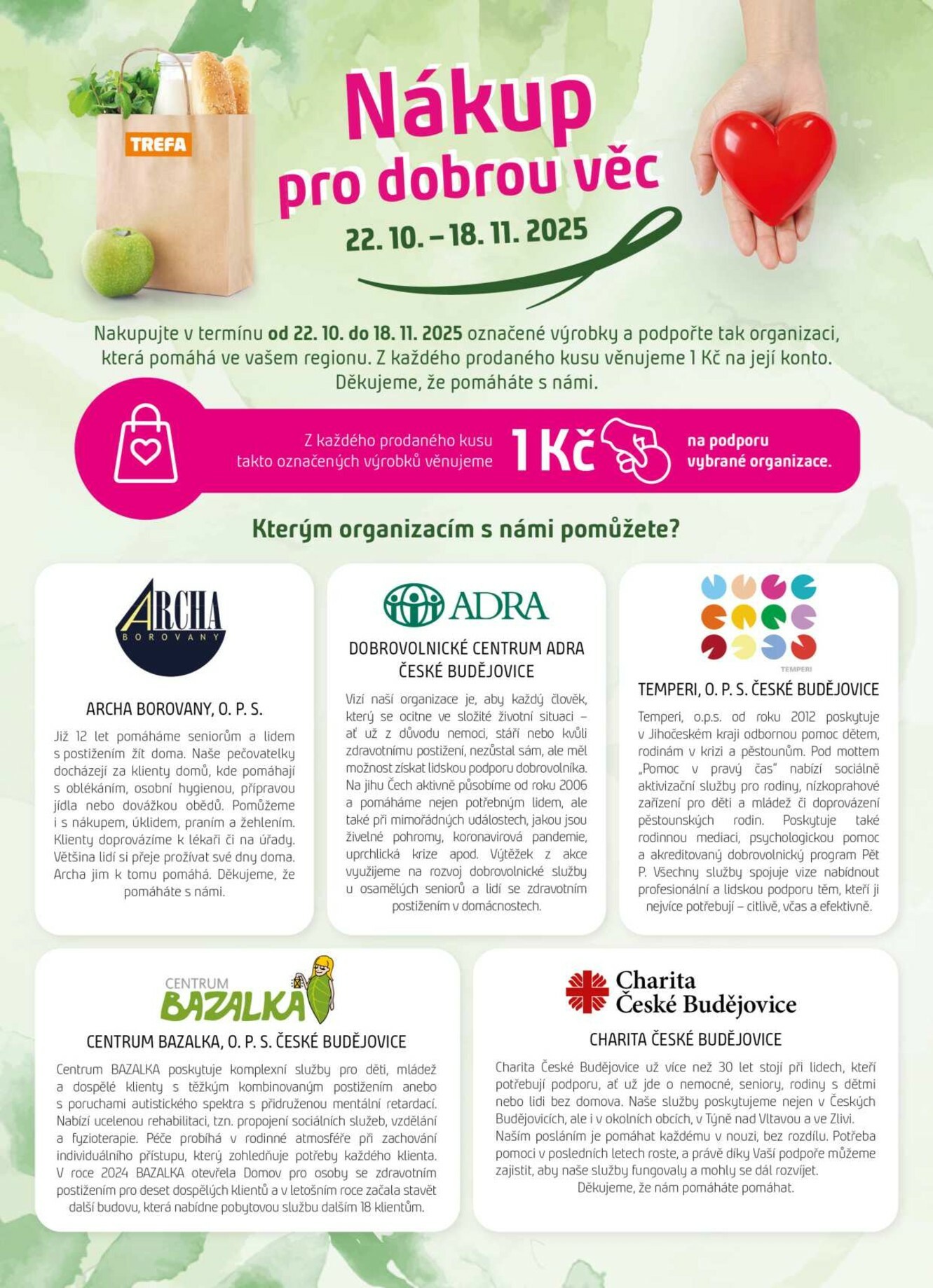 trefa - Aktuální leták Trefa - Nákup pro dobrou věc od 22.10. do 18.11.