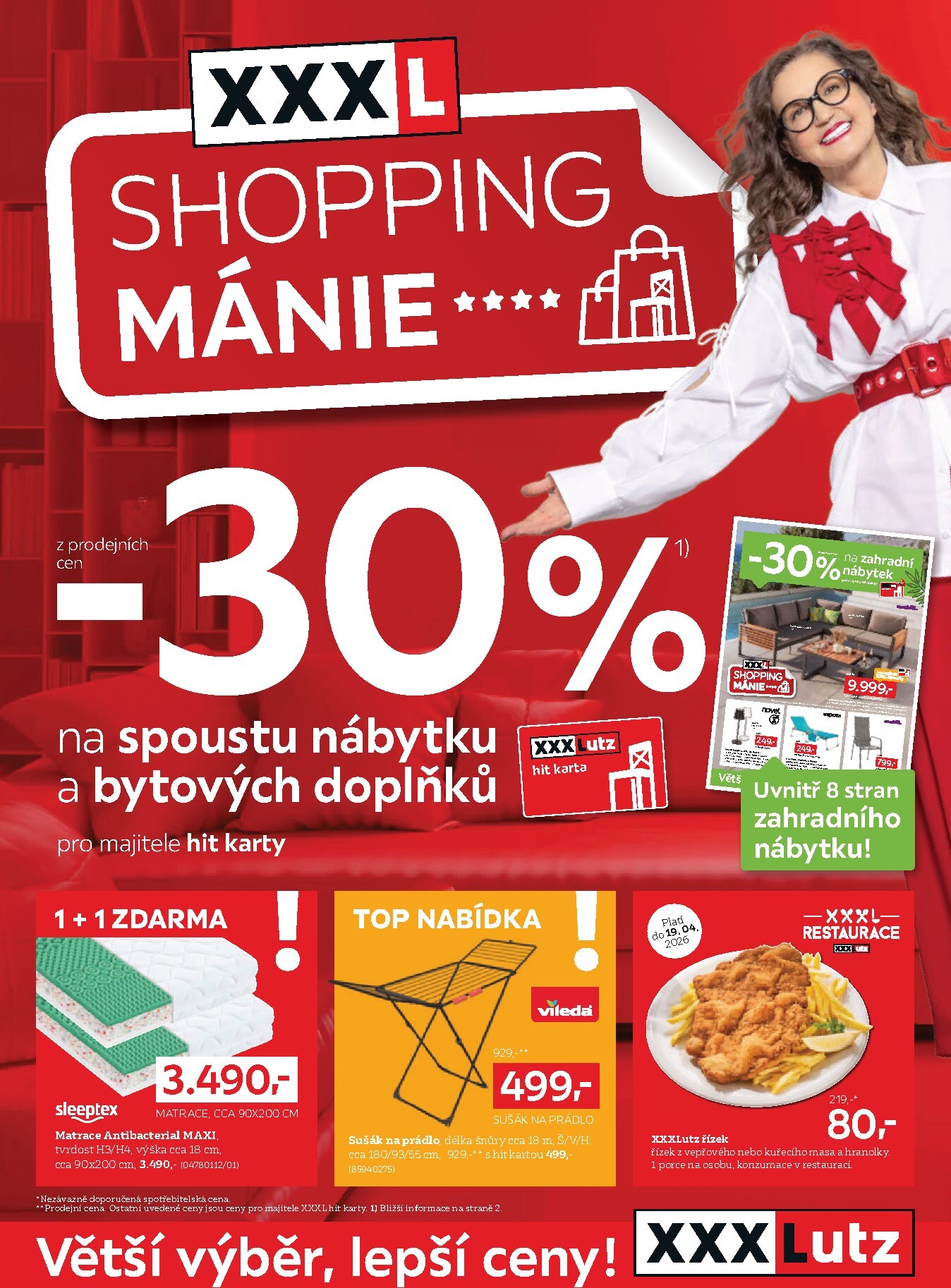 xxxlutz - Aktuální XXXLutz - Sleva 30 % na téměř vše leták platný od úterý 07.04.2026 do neděle 19.04.2026