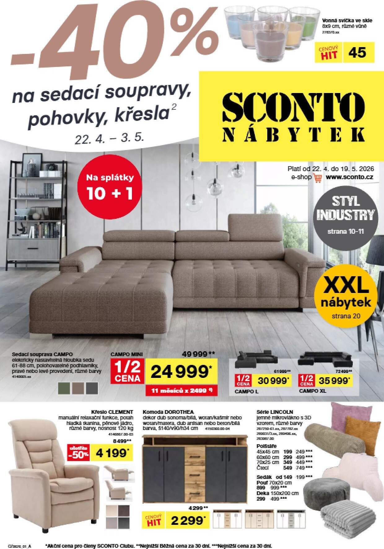 sconto-nabytek - Aktuální SCONTO Nábytek leták platný od středy 22.04.2026 do úterý 19.05.2026