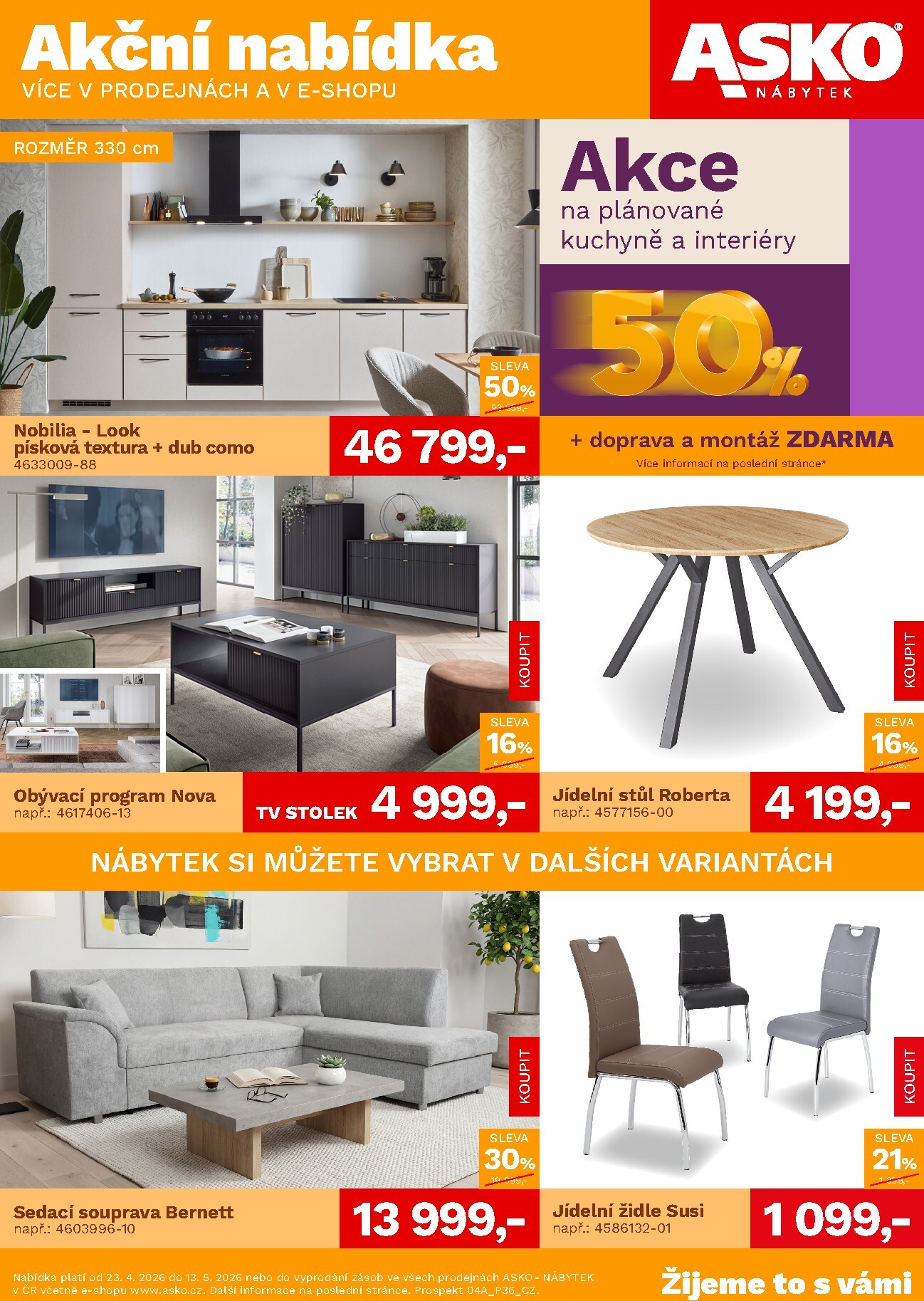 asko-nabytek - Aktuální ASKO NÁBYTEK - Akční nabídka leták platný od čtvrtka 23.04.2026 do středy 13.05.2026