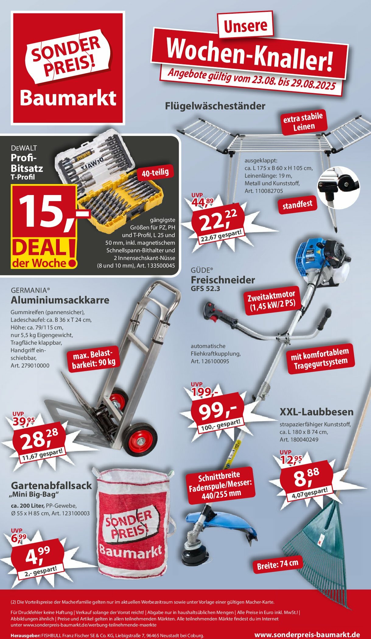sonderpreis-baumarkt - Sonderpreis Baumarkt-Prospekt gültig vom 23.08. bis 29.08. - page: 1