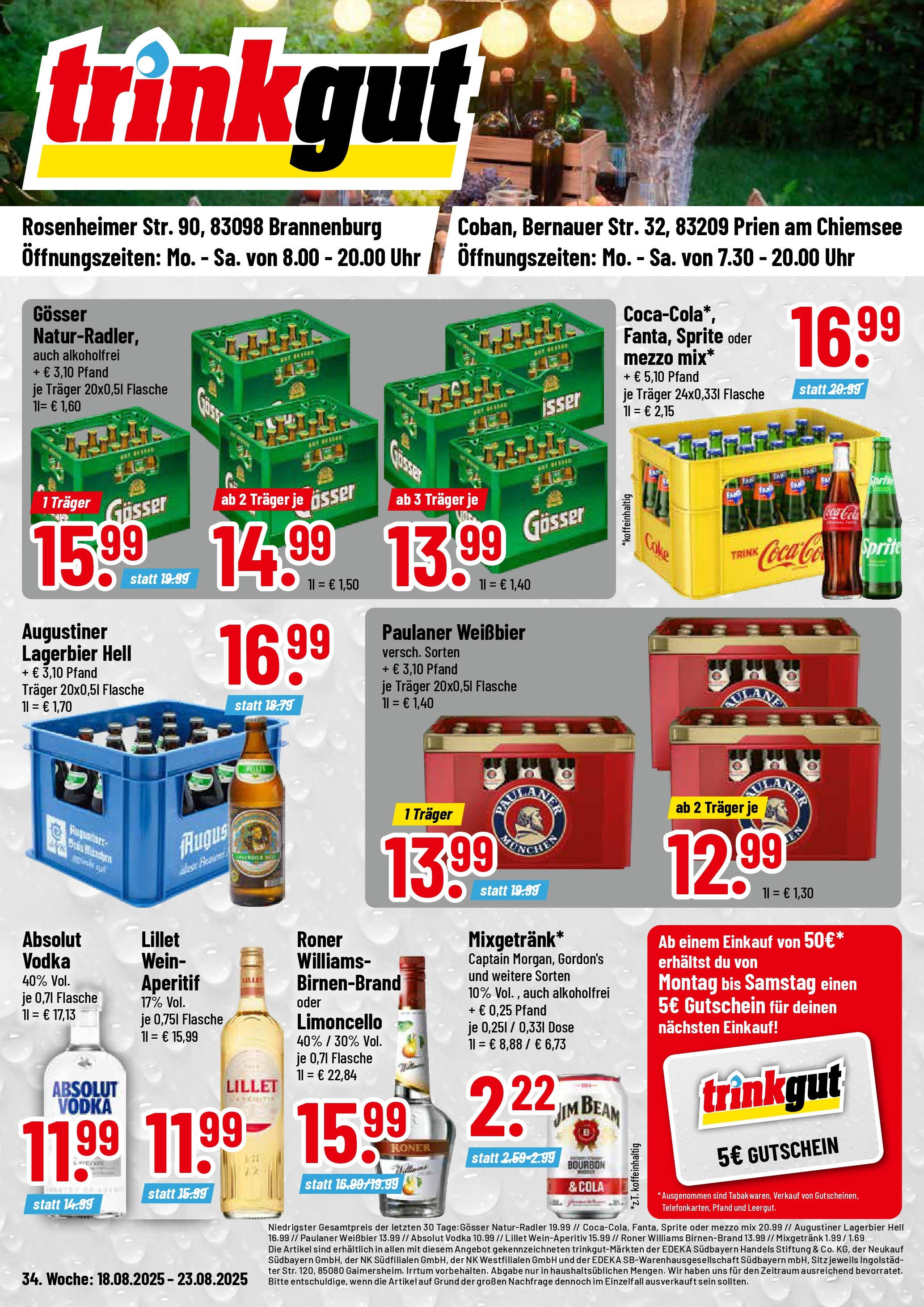 trinkgut - Trinkgut - Brannenburg, Prien am Chiemsee-Prospekt gültig vom 18.08. bis 23.08.