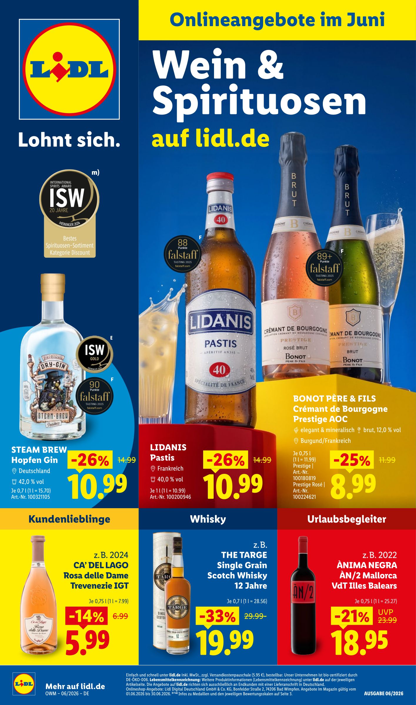lidl - Lidl - Wein & Spirituosen Prospekt – von Montag 01.06.2026 bis Dienstag 30.06.2026