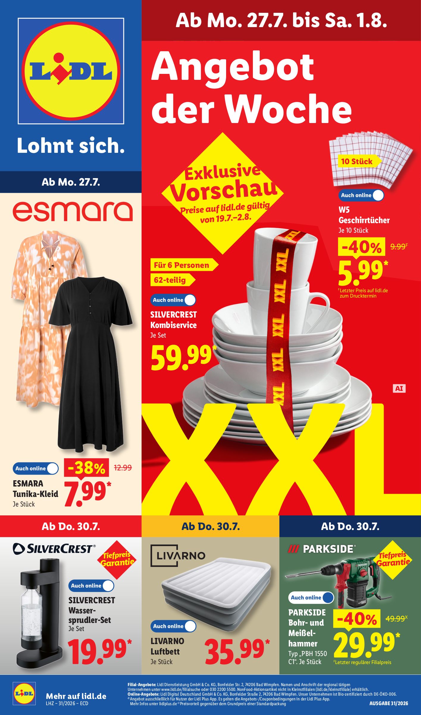 lidl - Lidl - Angebot der Woche Prospekt nächste Woche – von Montag 27.07.2026 bis Samstag 01.08.2026 - page: 1
