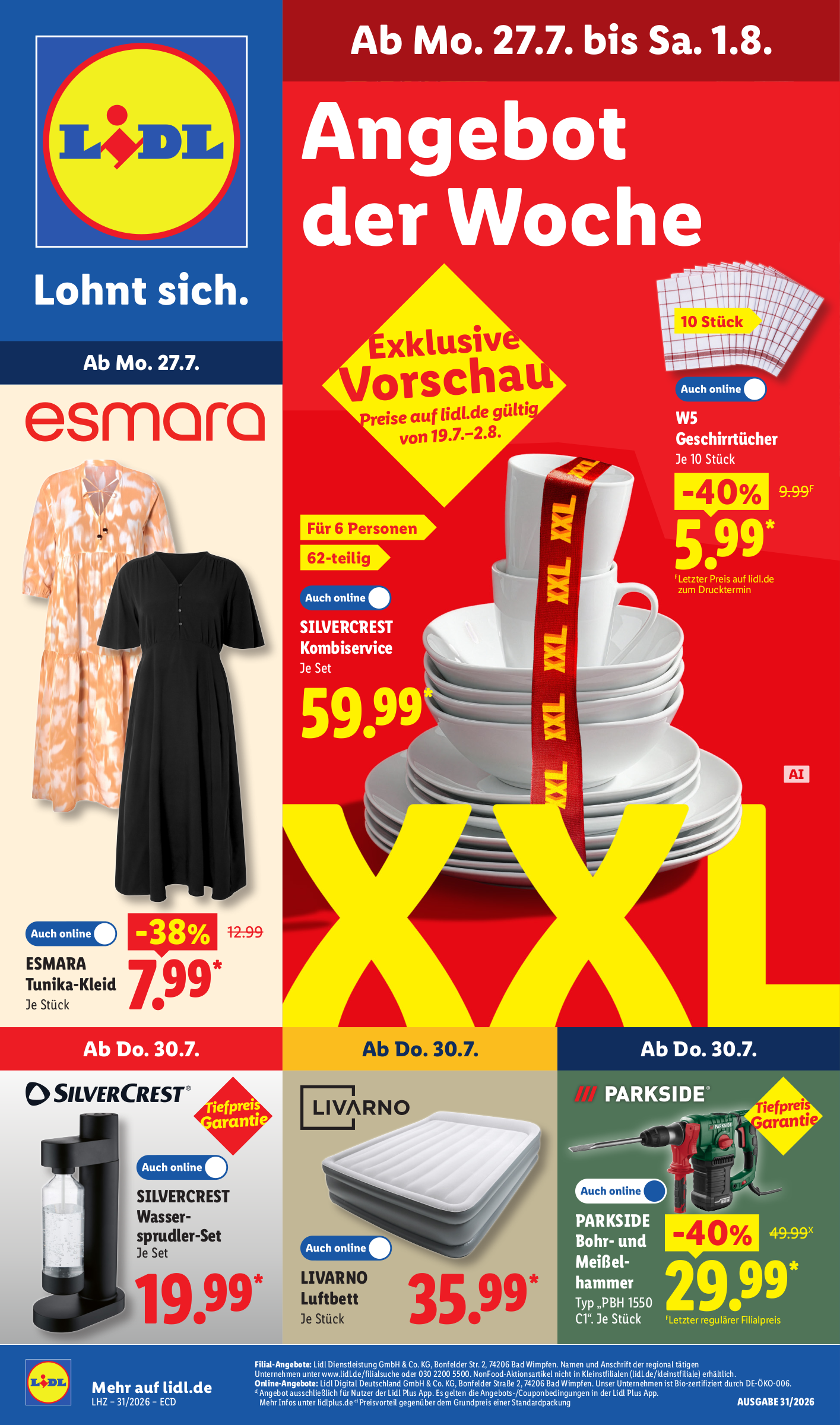 lidl - Lidl Prospekt nächste Woche – von Montag 27.07.2026 bis Samstag 01.08.2026 - page: 1