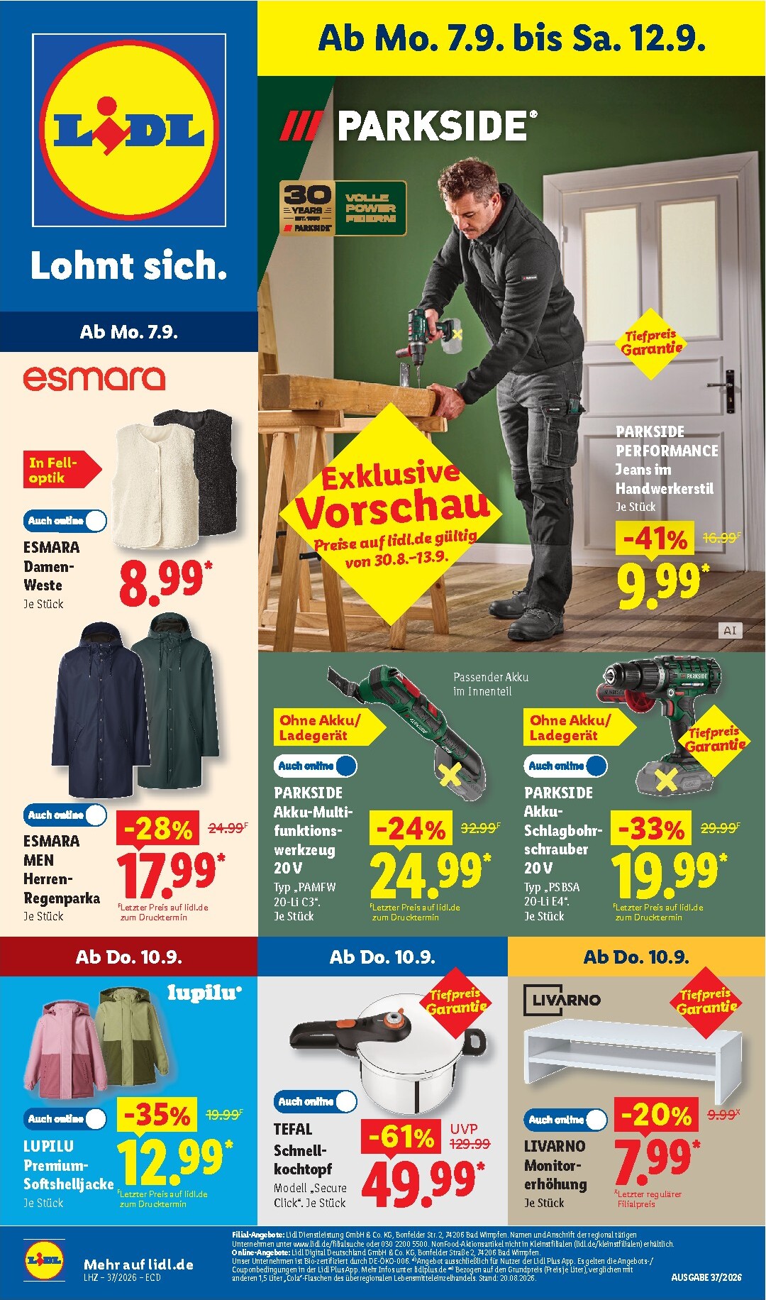 lidl - Lidl - Nonfood Prospekt nächste Woche – von Montag 07.09.2026 bis Samstag 12.09.2026 - page: 1