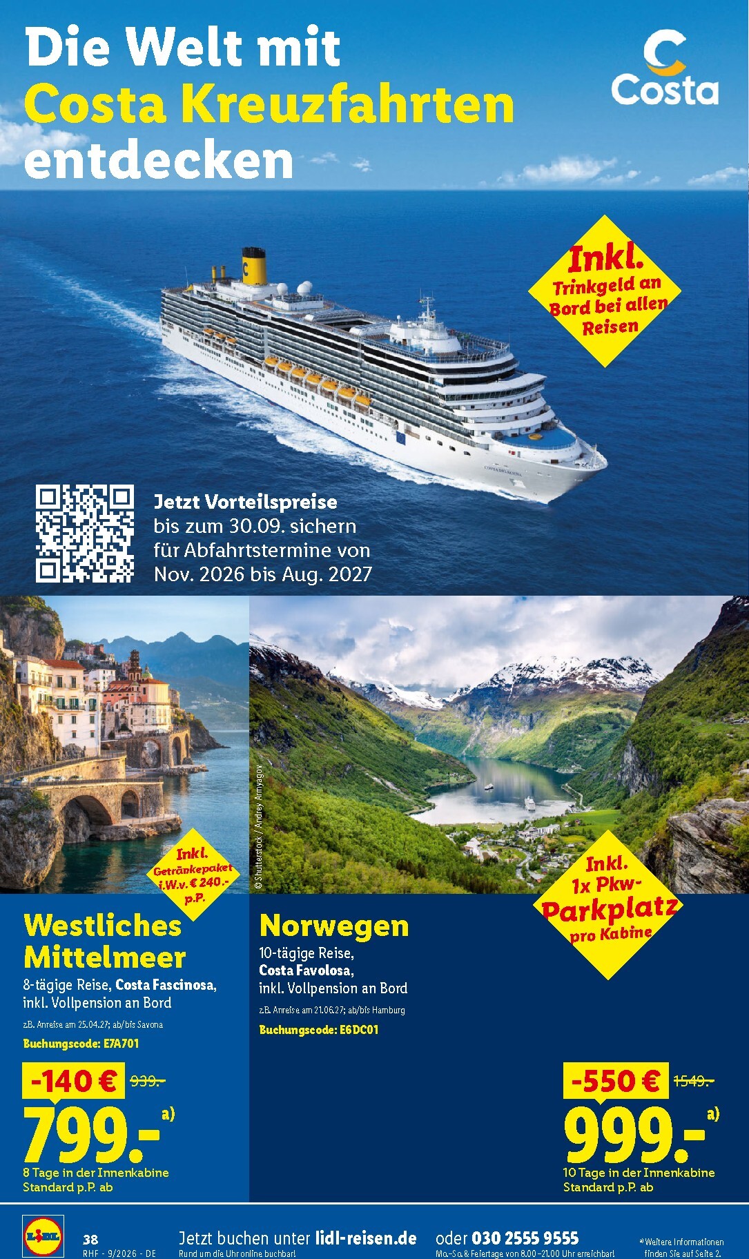 lidl - Lidl - Reise-Highlights Prospekt nächste Woche – von Samstag 29.08.2026 bis Mittwoch 30.09.2026 - page: 38