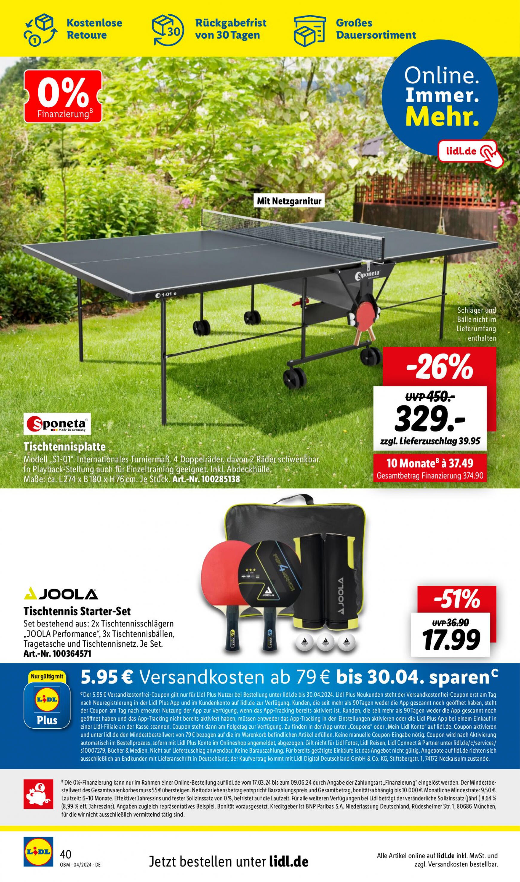 lidl - Flyer Lidl - Aktuelle Onlineshop-Highlights aktuell 01.04. - 30.04. - page: 40