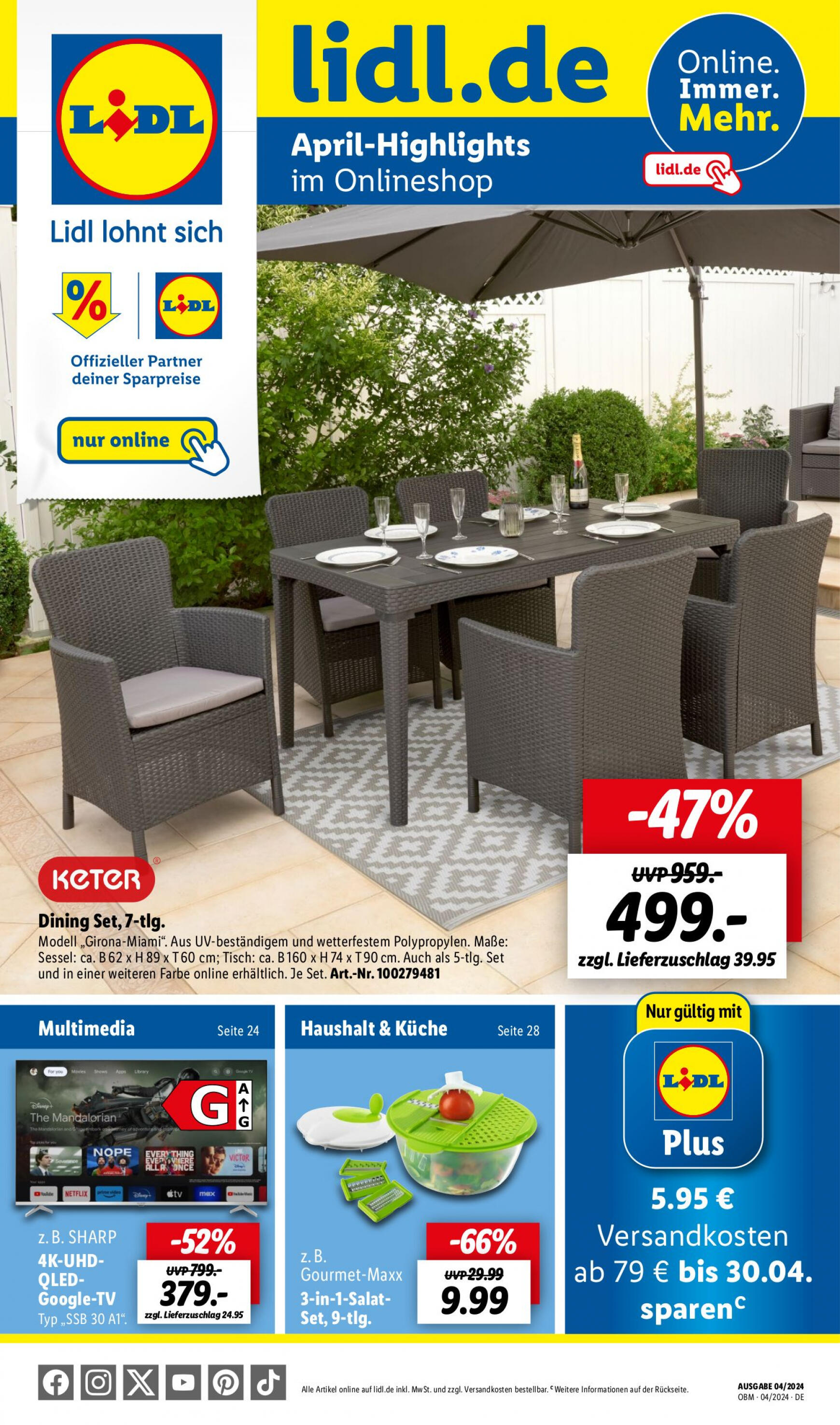 lidl - Flyer Lidl - Aktuelle Onlineshop-Highlights aktuell 01.04. - 30.04. - page: 1