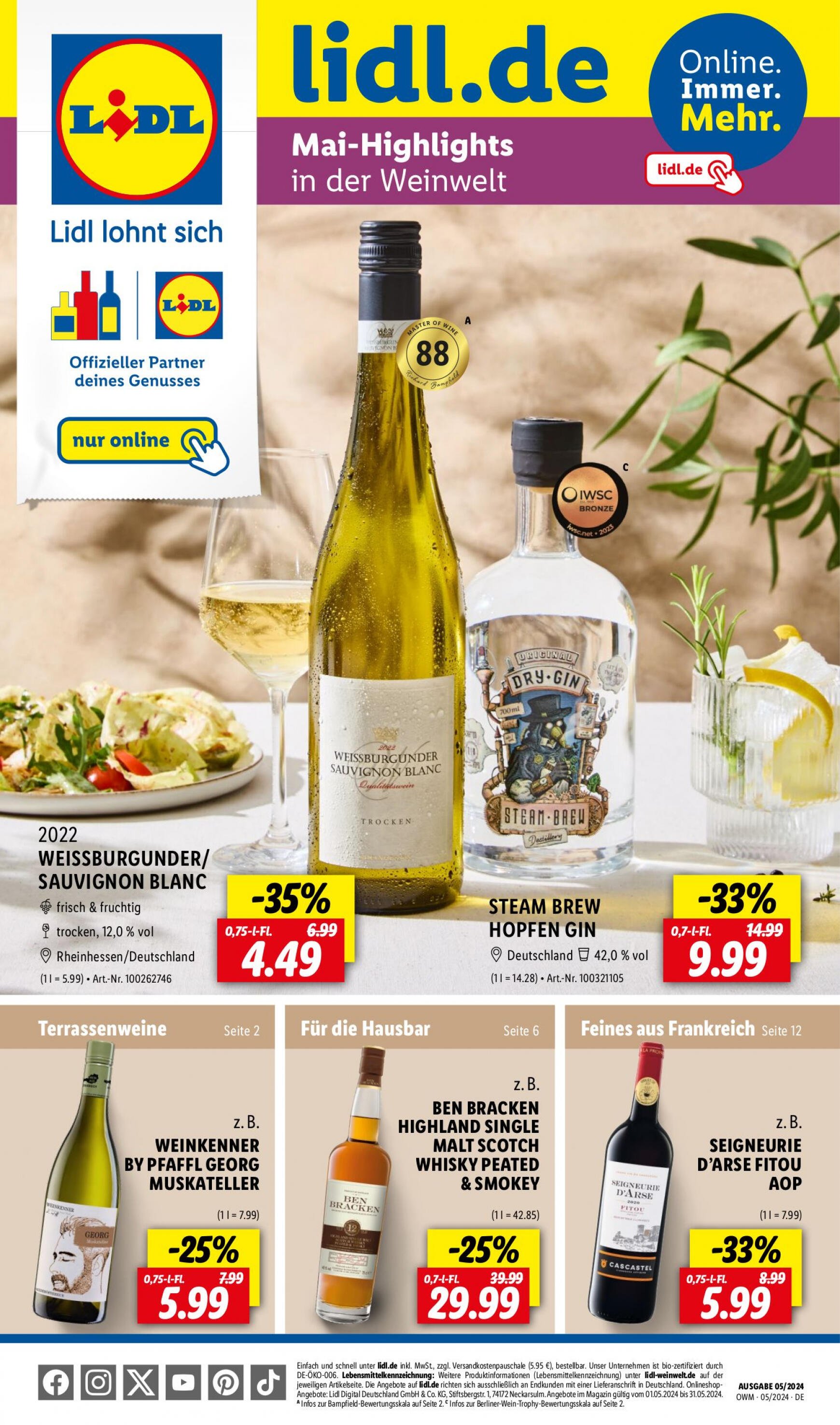 lidl - Flyer Lidl - Highlights in der Weinwelt aktuell 01.05. - 31.05. - page: 1