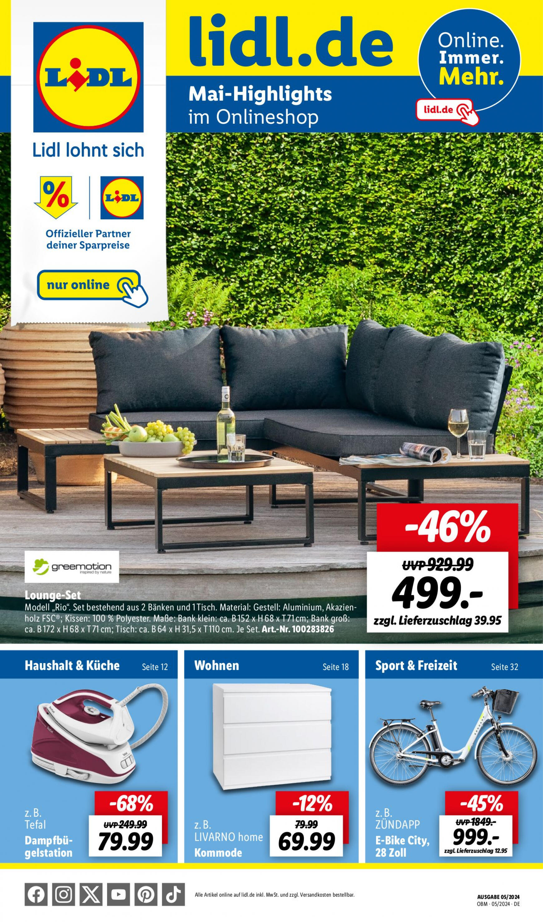 lidl - Flyer Lidl - Aktuelle Onlineshop-Highlights aktuell 01.05. - 31.05. - page: 1