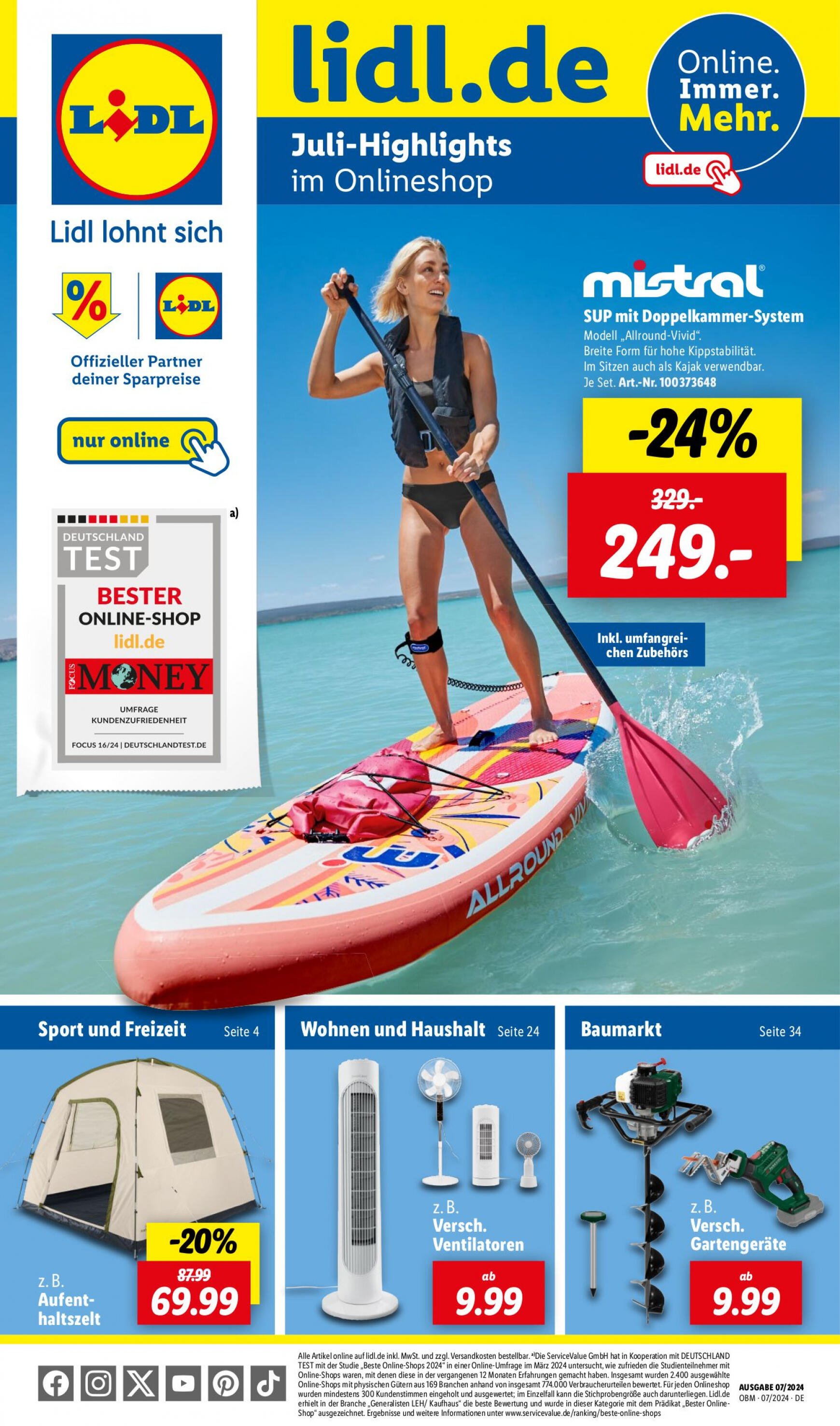 lidl - Flyer Lidl - Onlineshop-Highlights aktuell 01.07. - 31.07. - page: 1