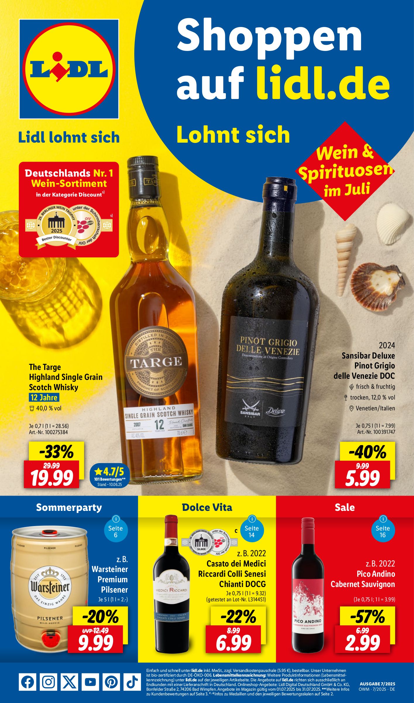 lidl - Lidl - Wein und Spirituosen-Prospekt gültig vom 01.07. bis 31.07.