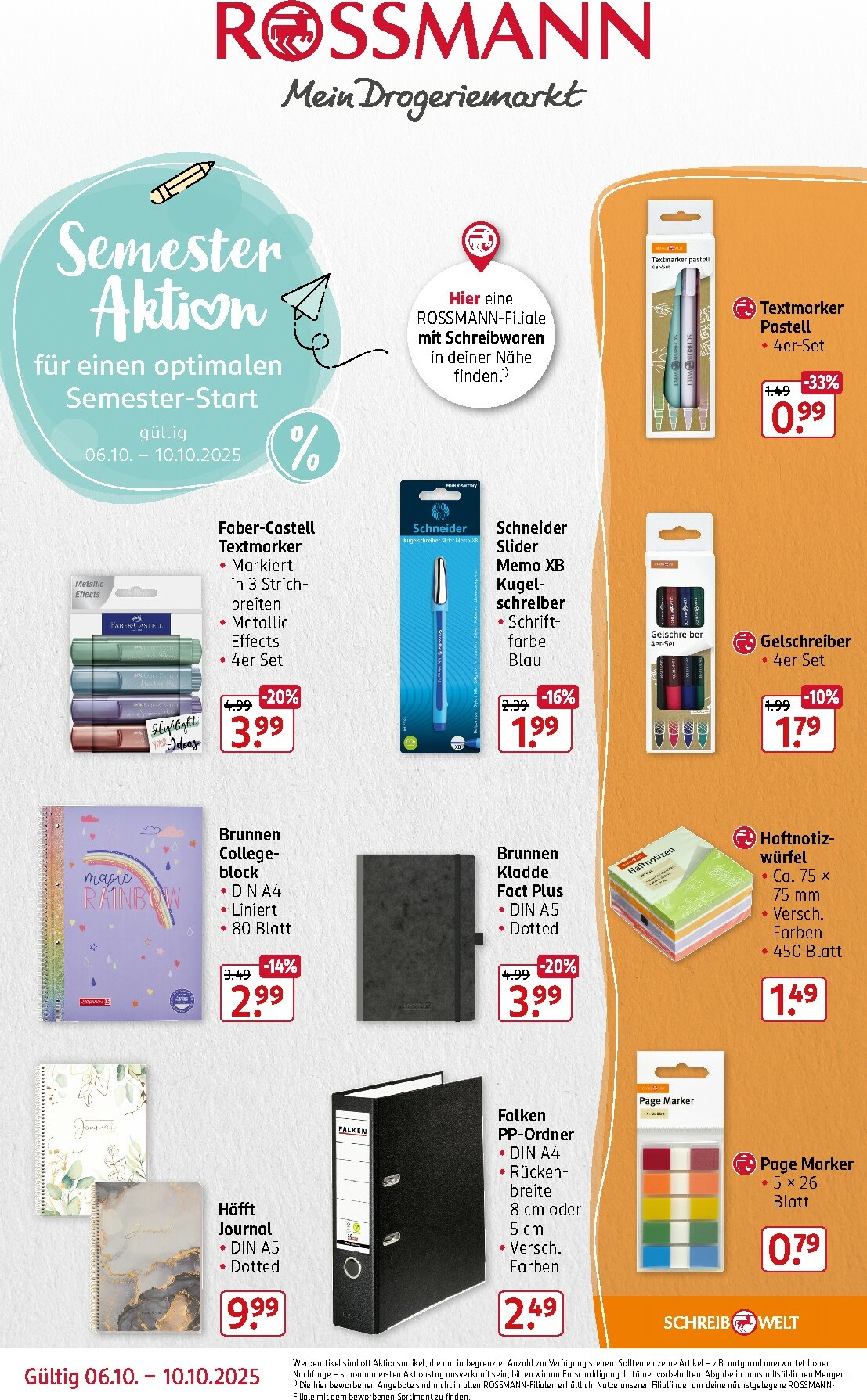 rossmann - ROSSMANN - Semester Aktion-Prospekt gültig vom 06.10. bis 10.10. - page: 1